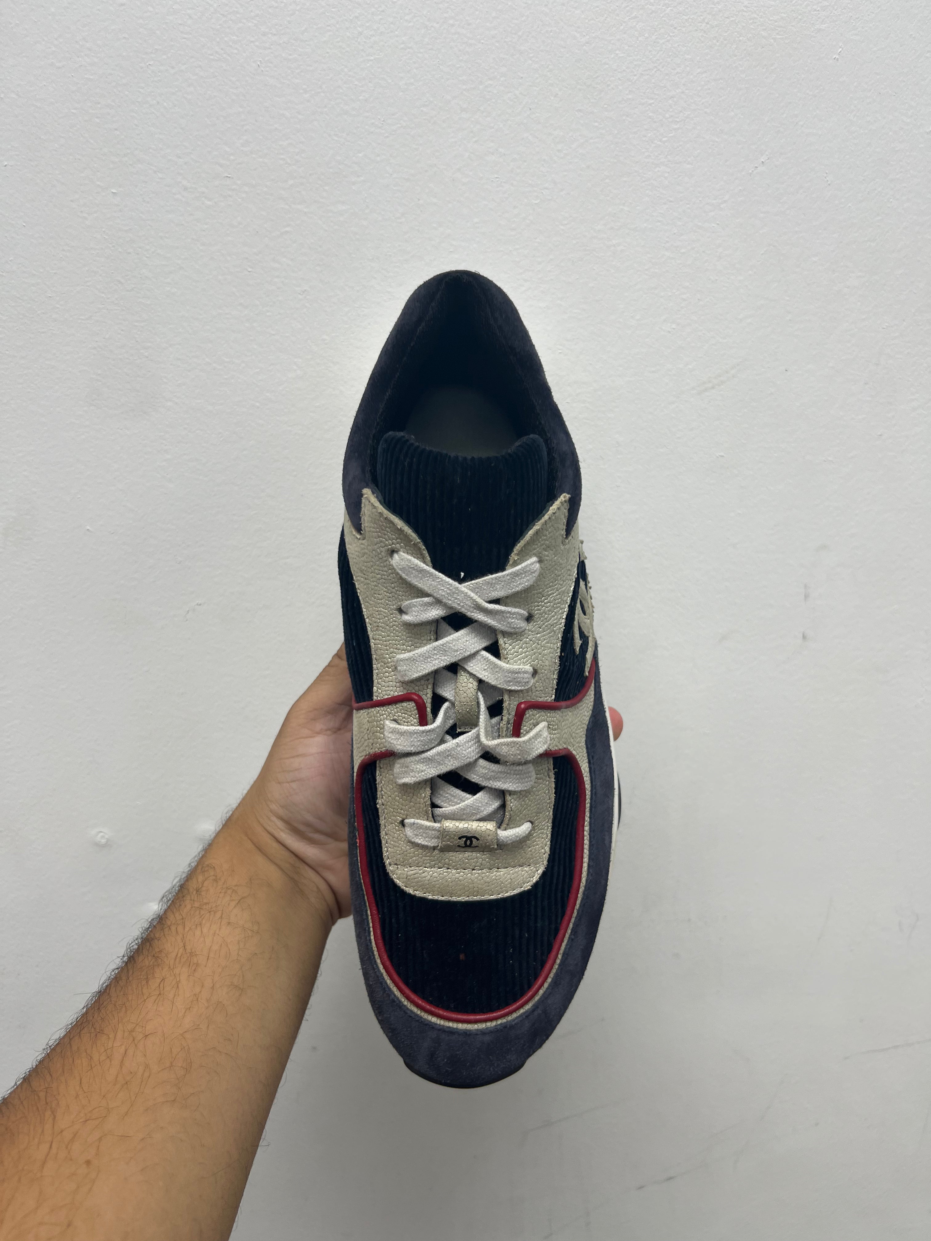 Chanel Navy Blue Red Sneakers