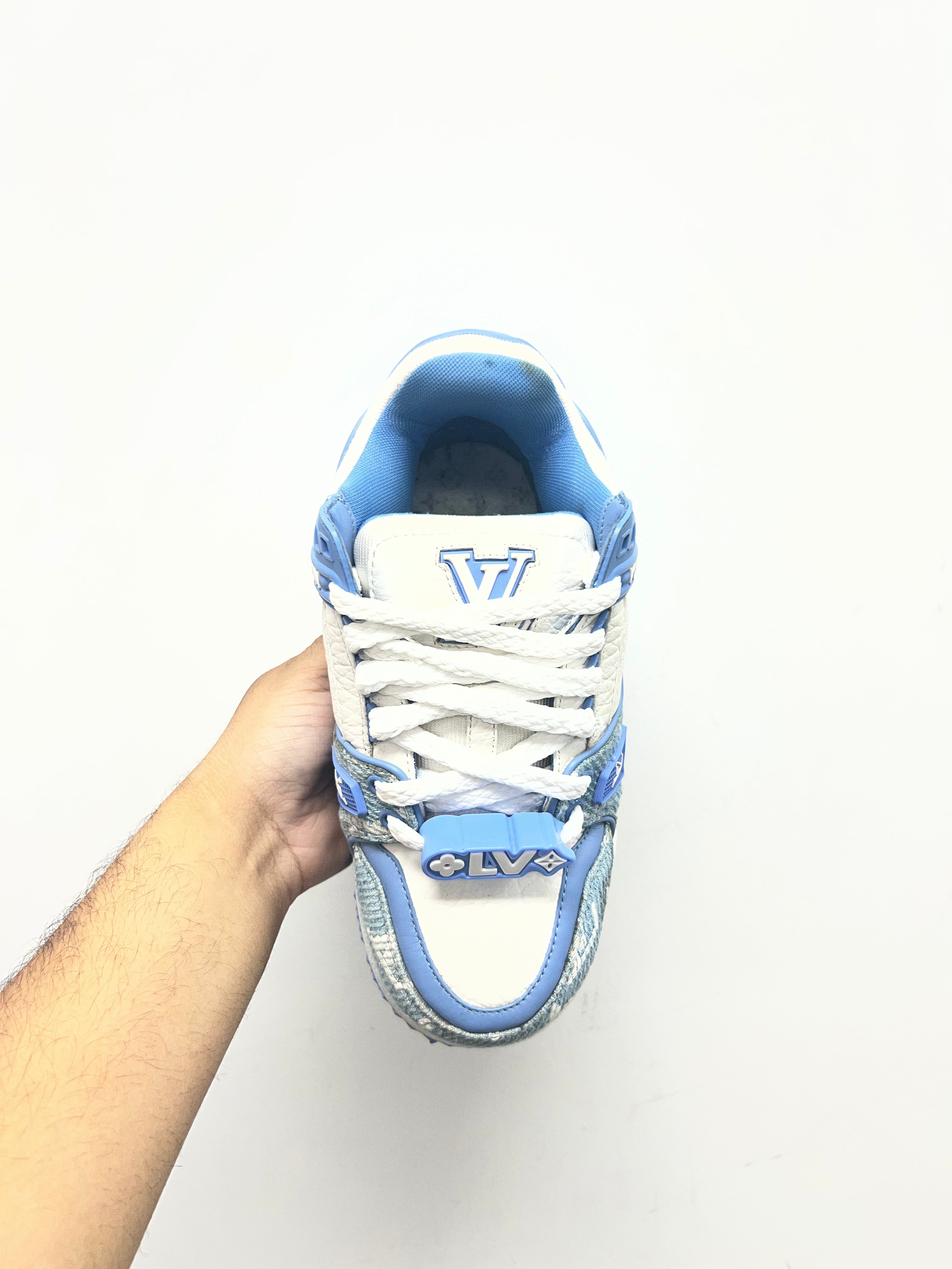 Louis Vuitton White Blue Denim Maxi Sneakers