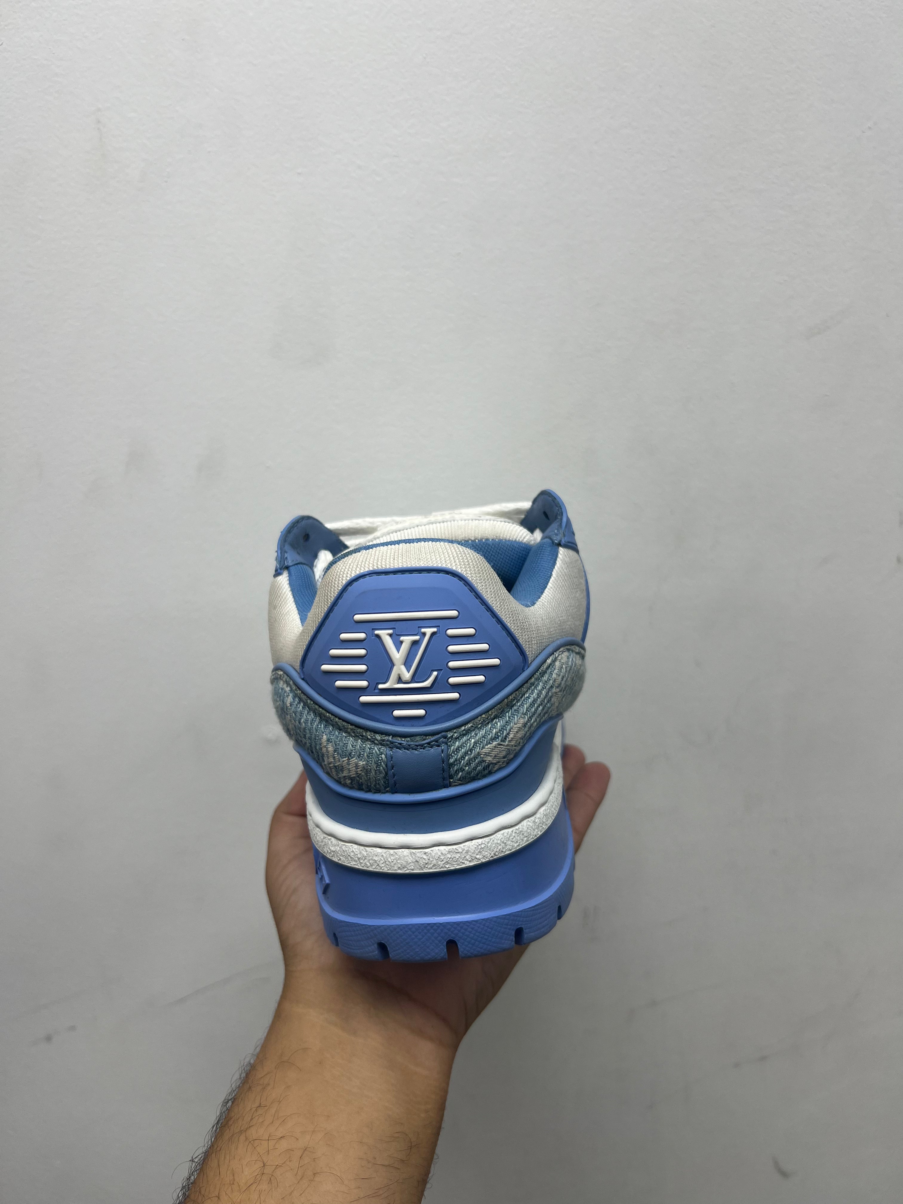 Louis Vuitton White Blue Denim Maxi Sneakers