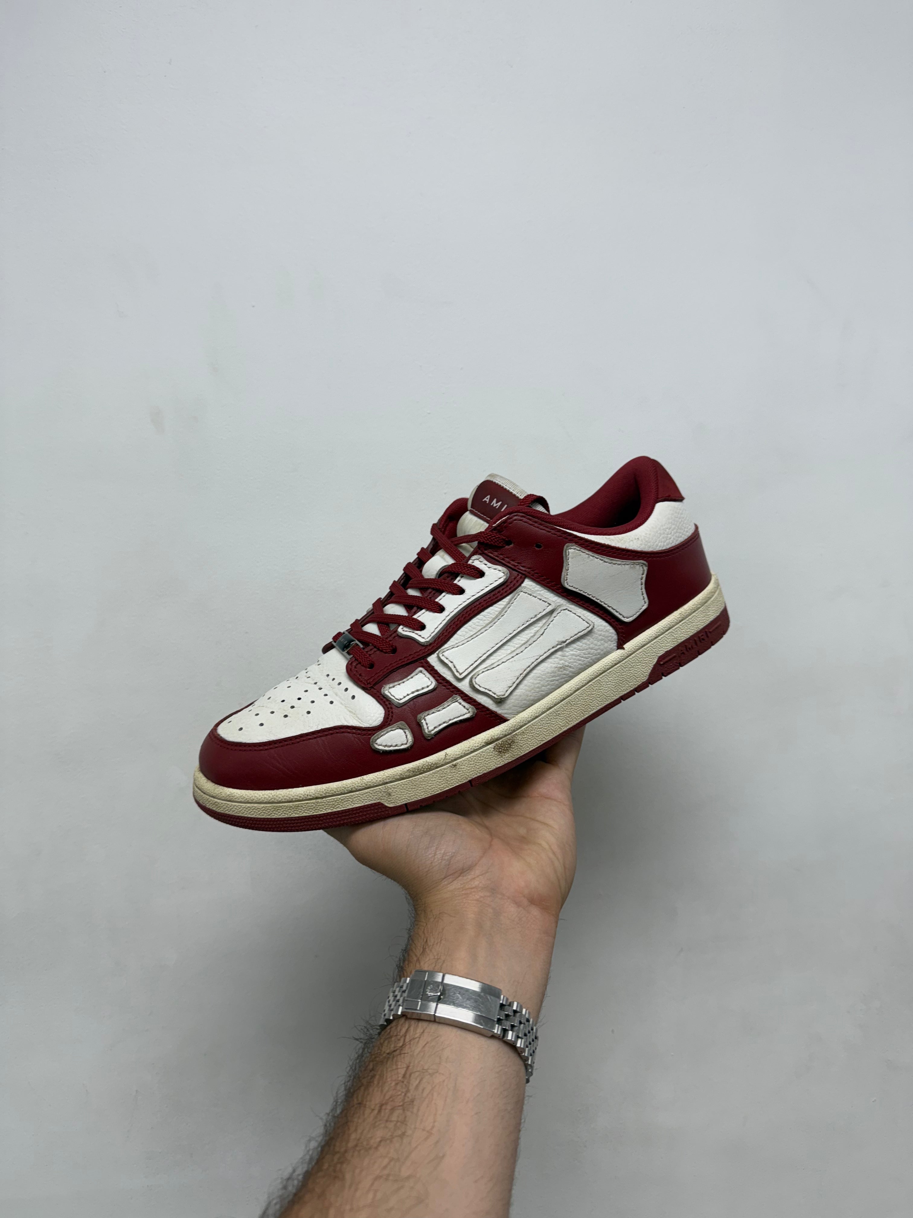 Amiri Maroon White Skel-Top Low Sneakers