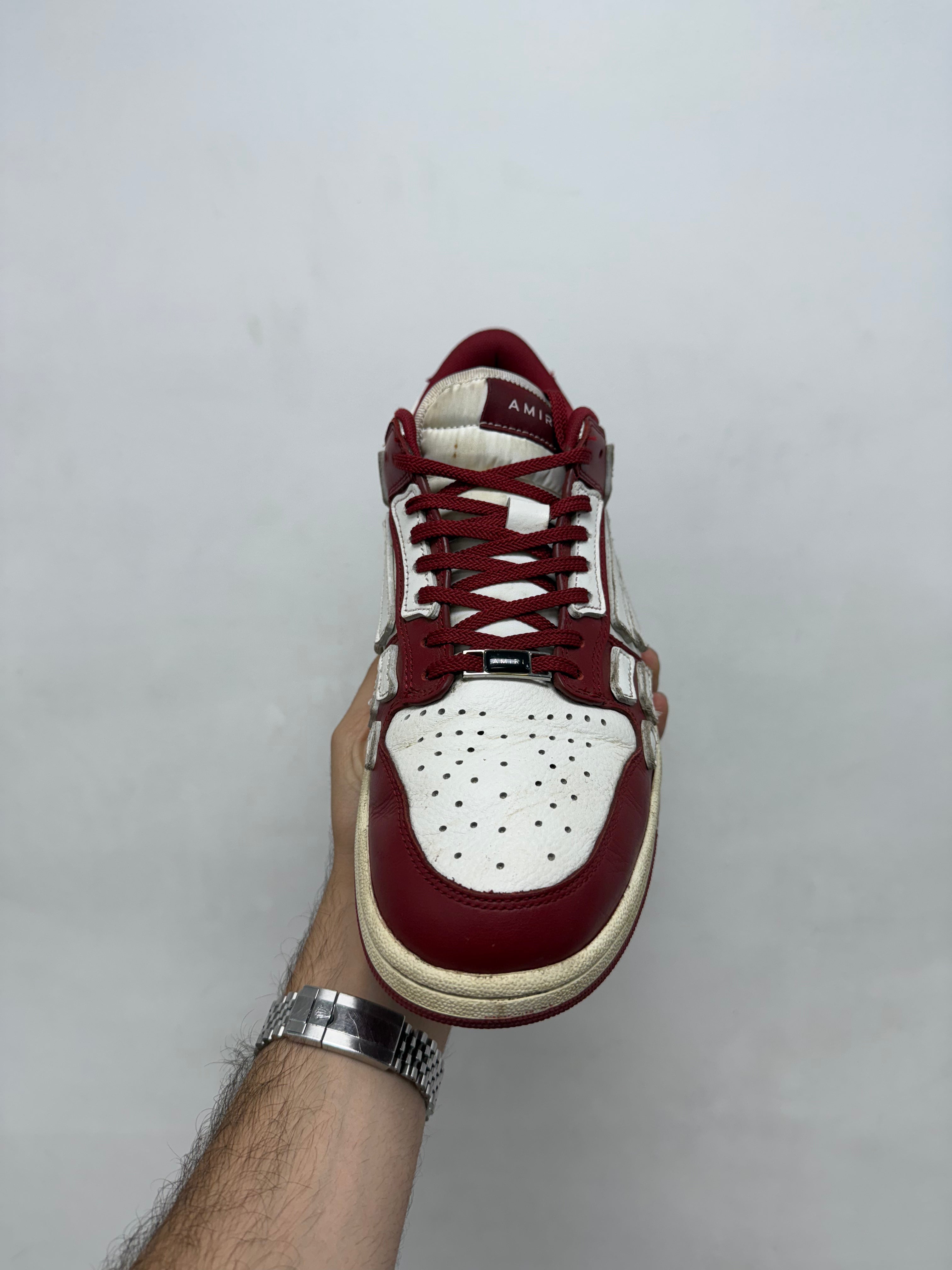 Amiri Maroon White Skel-Top Low Sneakers