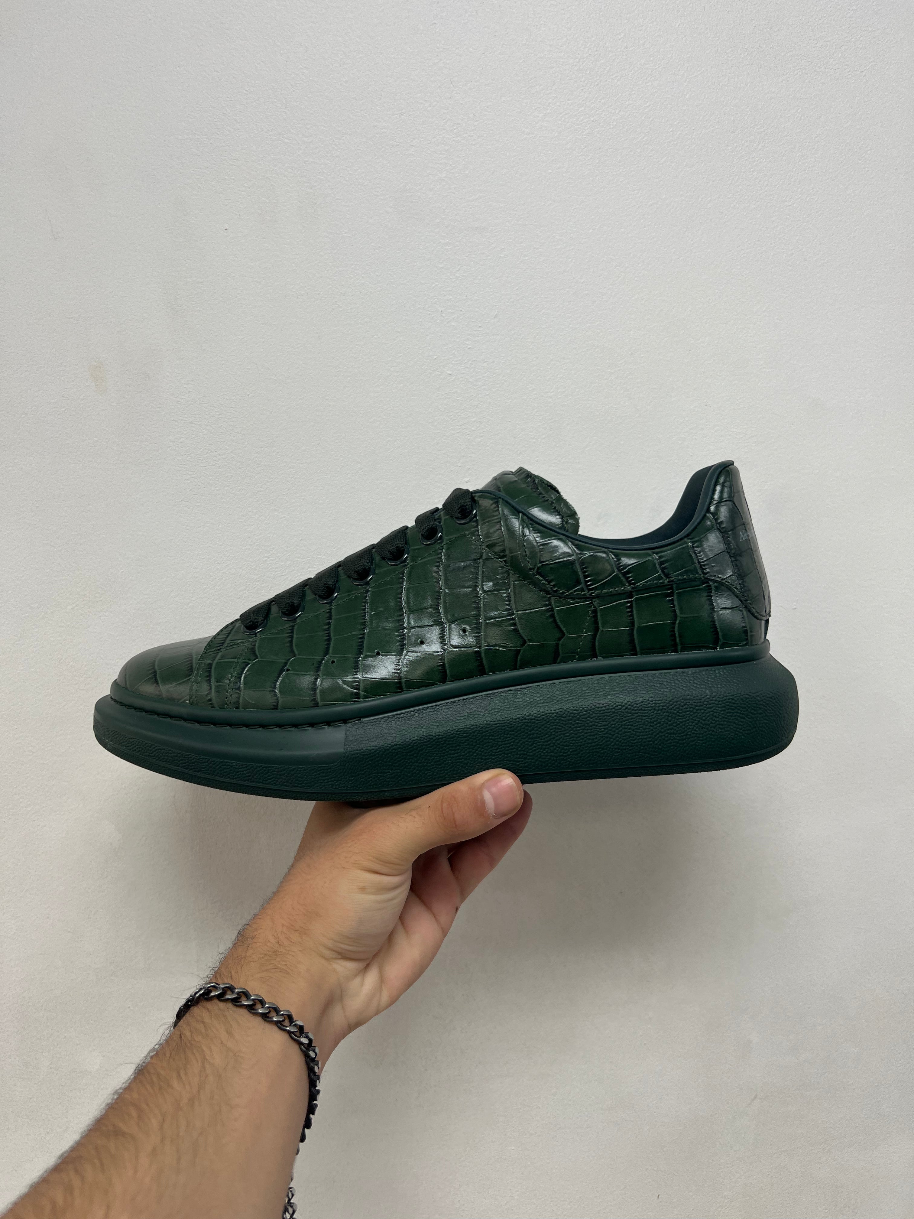 Alexander Mcqueen Green Crocodile Sneakers