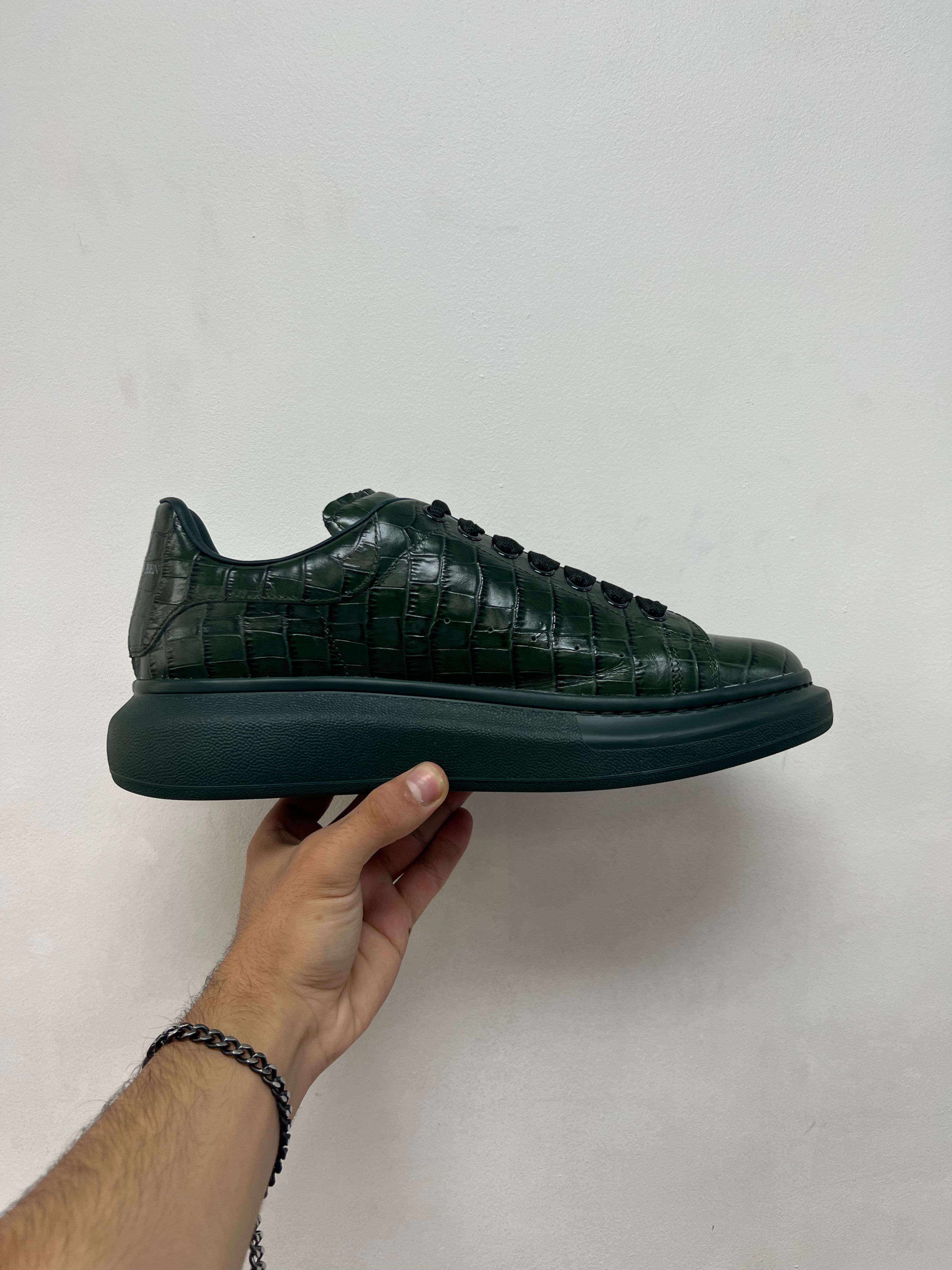 Alexander Mcqueen Green Crocodile Sneakers