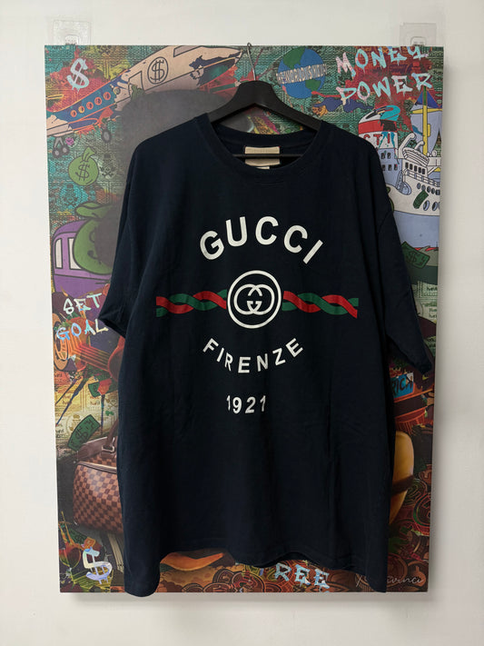 Gucci Interlock Logo Tee Navy Multi Used