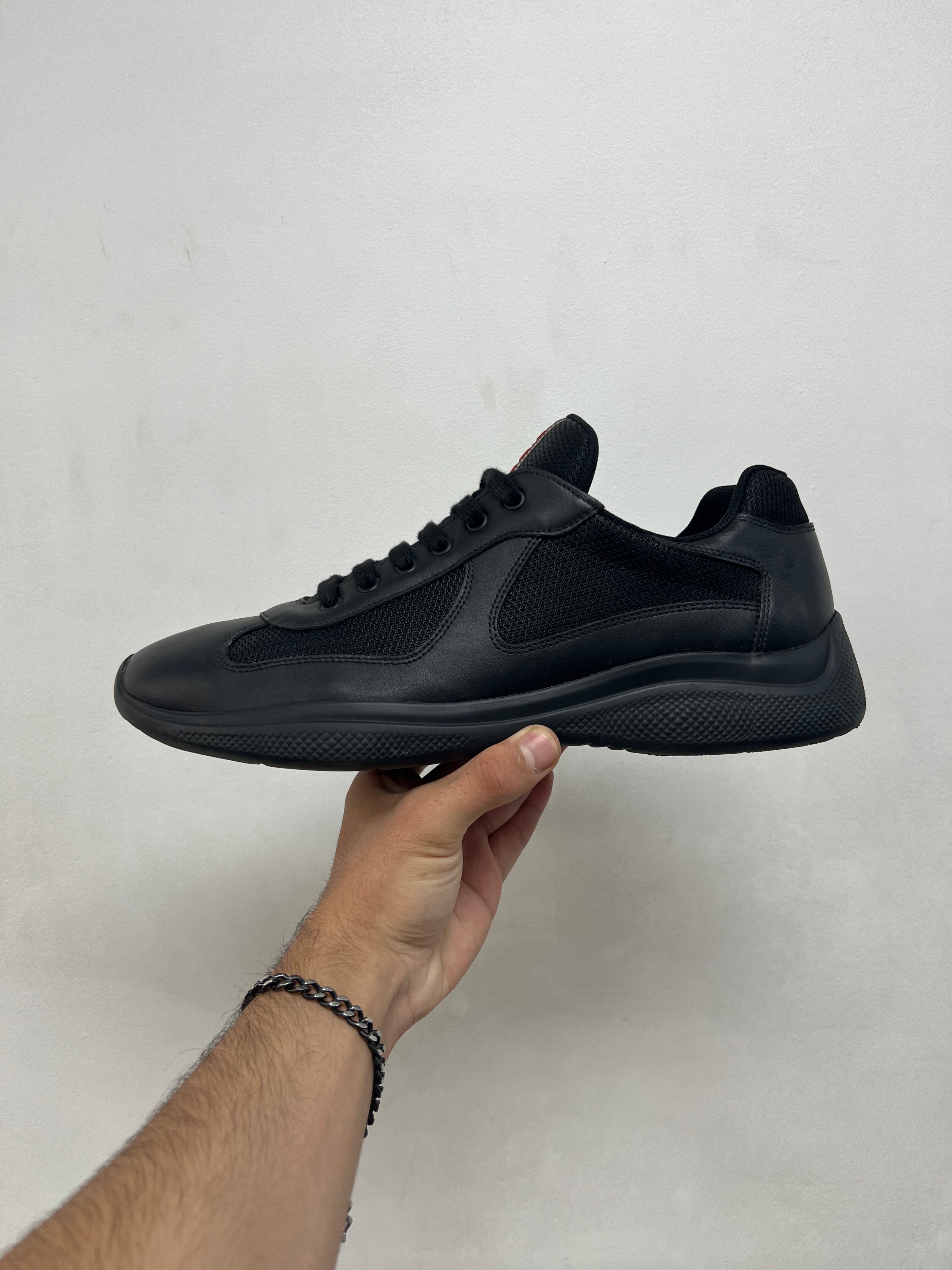 Prada Black Leather Cup Sneakers