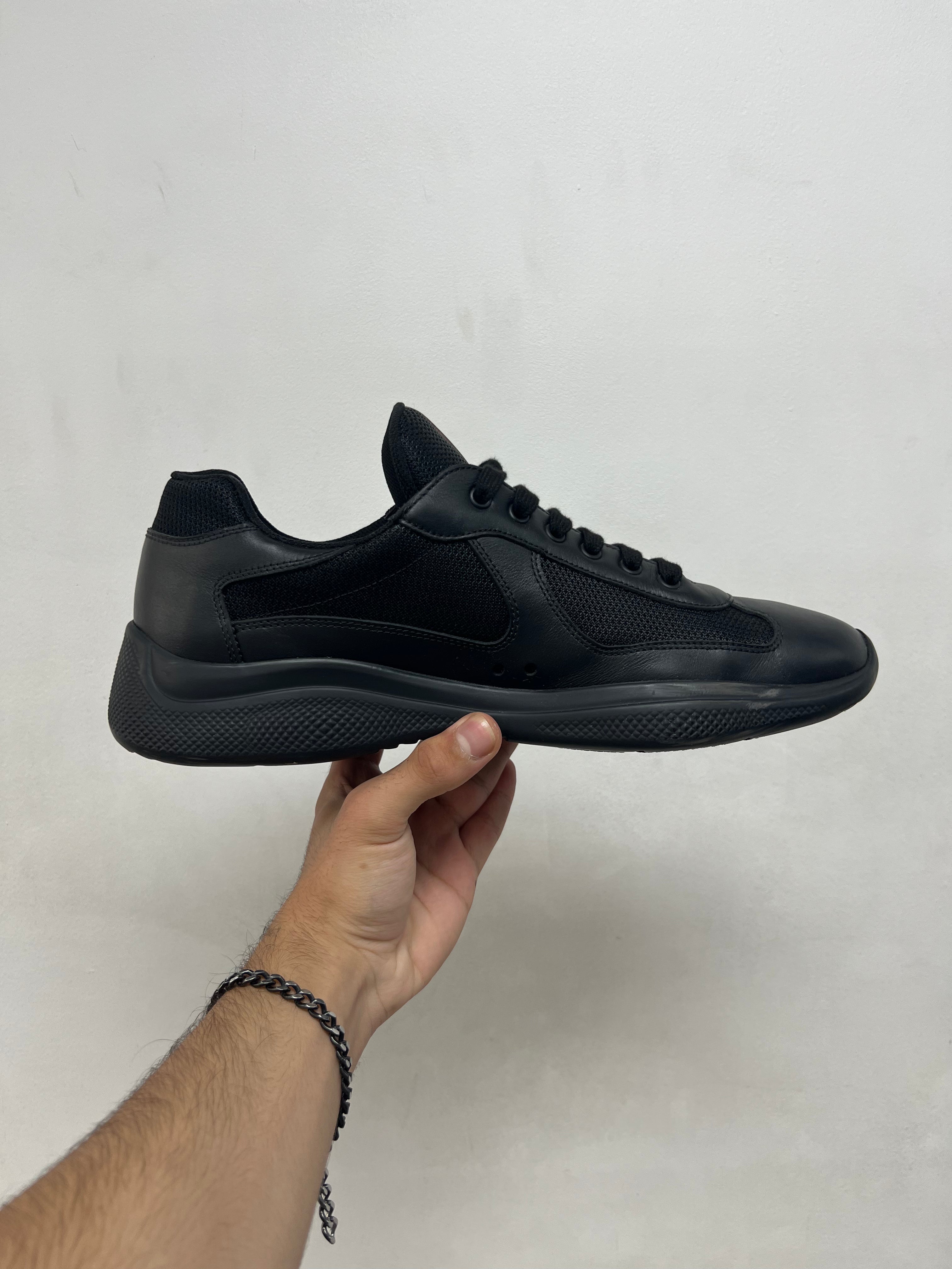 Prada Black Leather Cup Sneakers