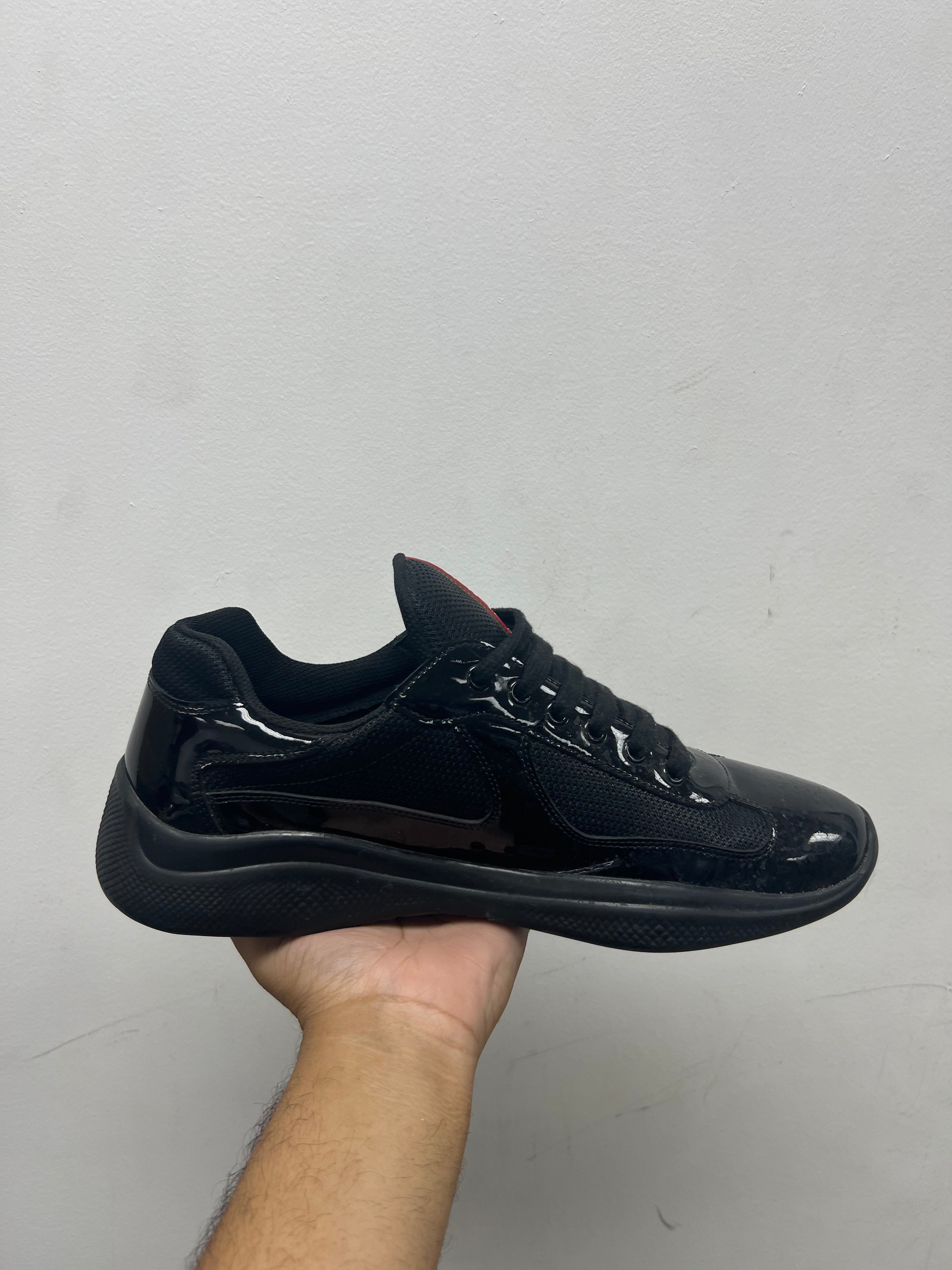 Prada Black Patent Cup Sneakers