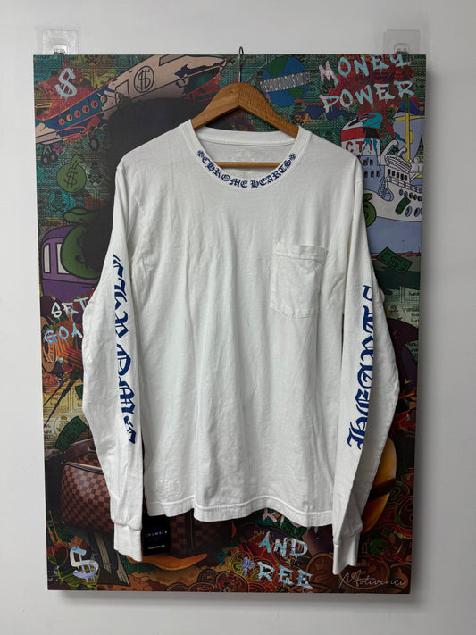 Chrome Hearts Blue Neck Logo LS White Used