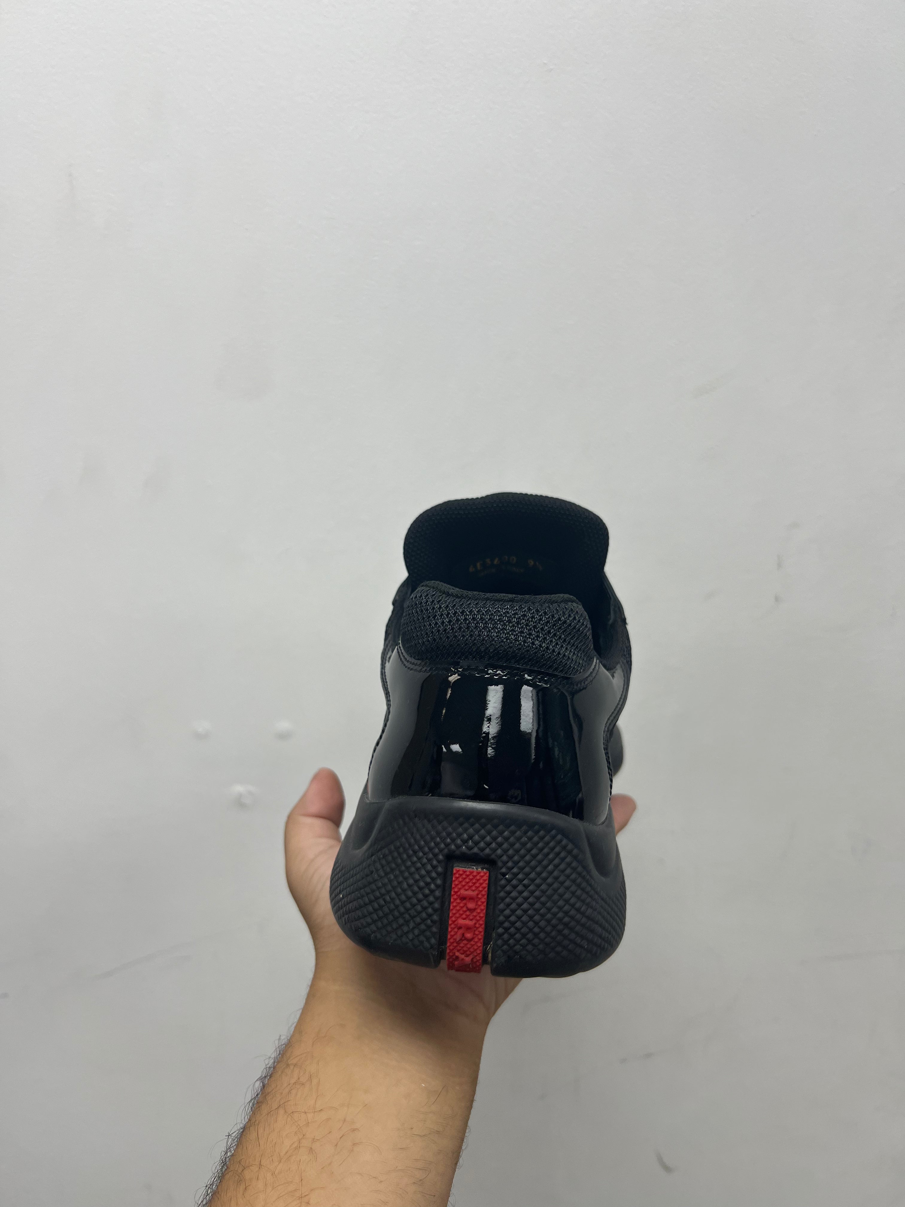 Prada Black Patent Cup Sneakers