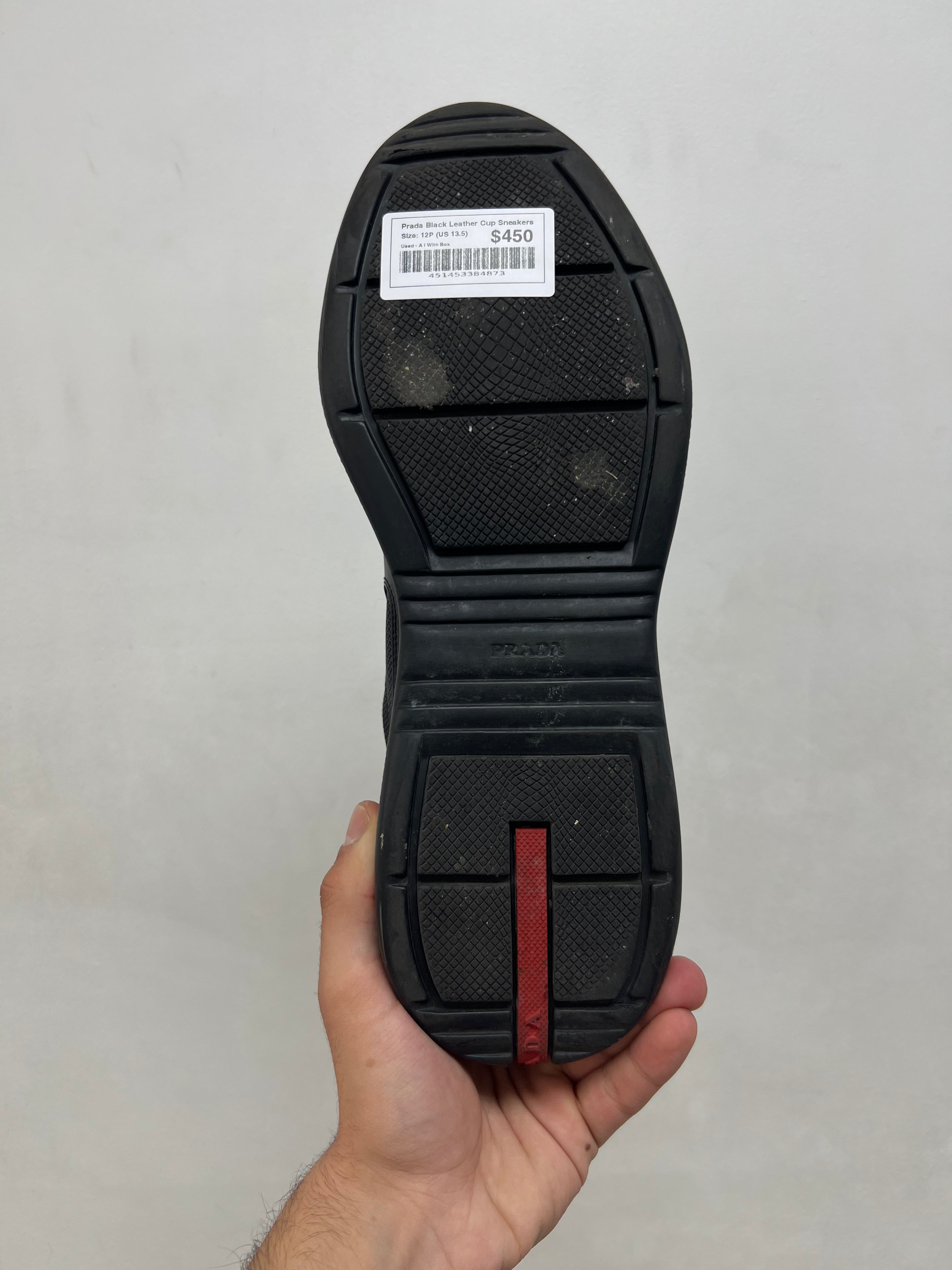 Prada Black Leather Cup Sneakers