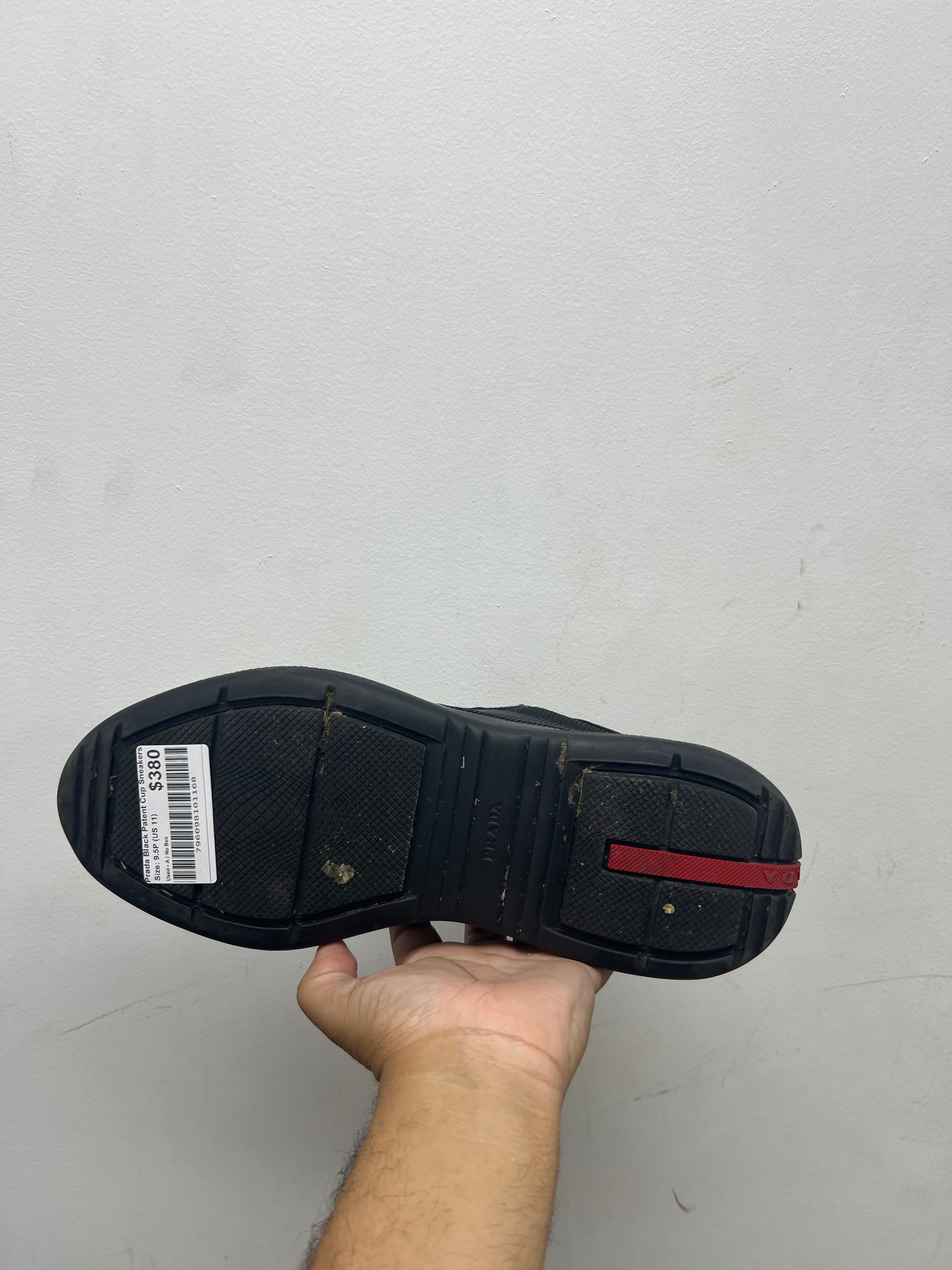 Prada Black Patent Cup Sneakers