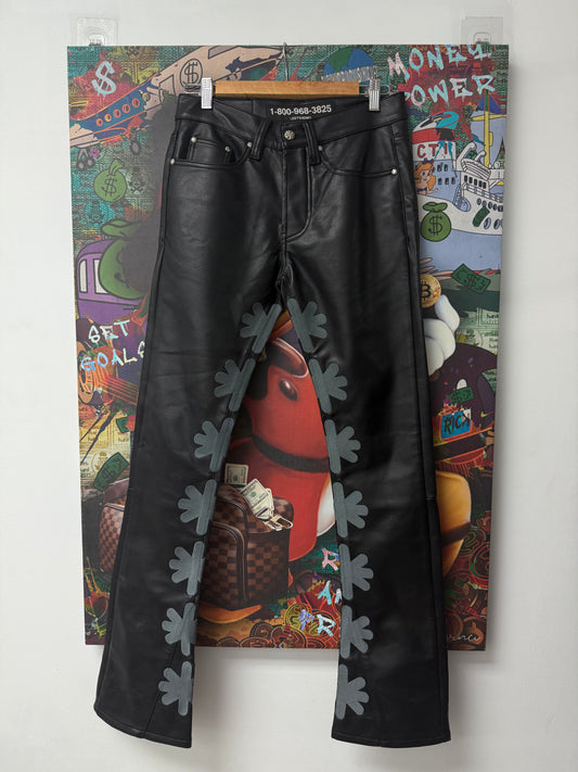 LOSTSHDWS Black Grey Leather Jeans