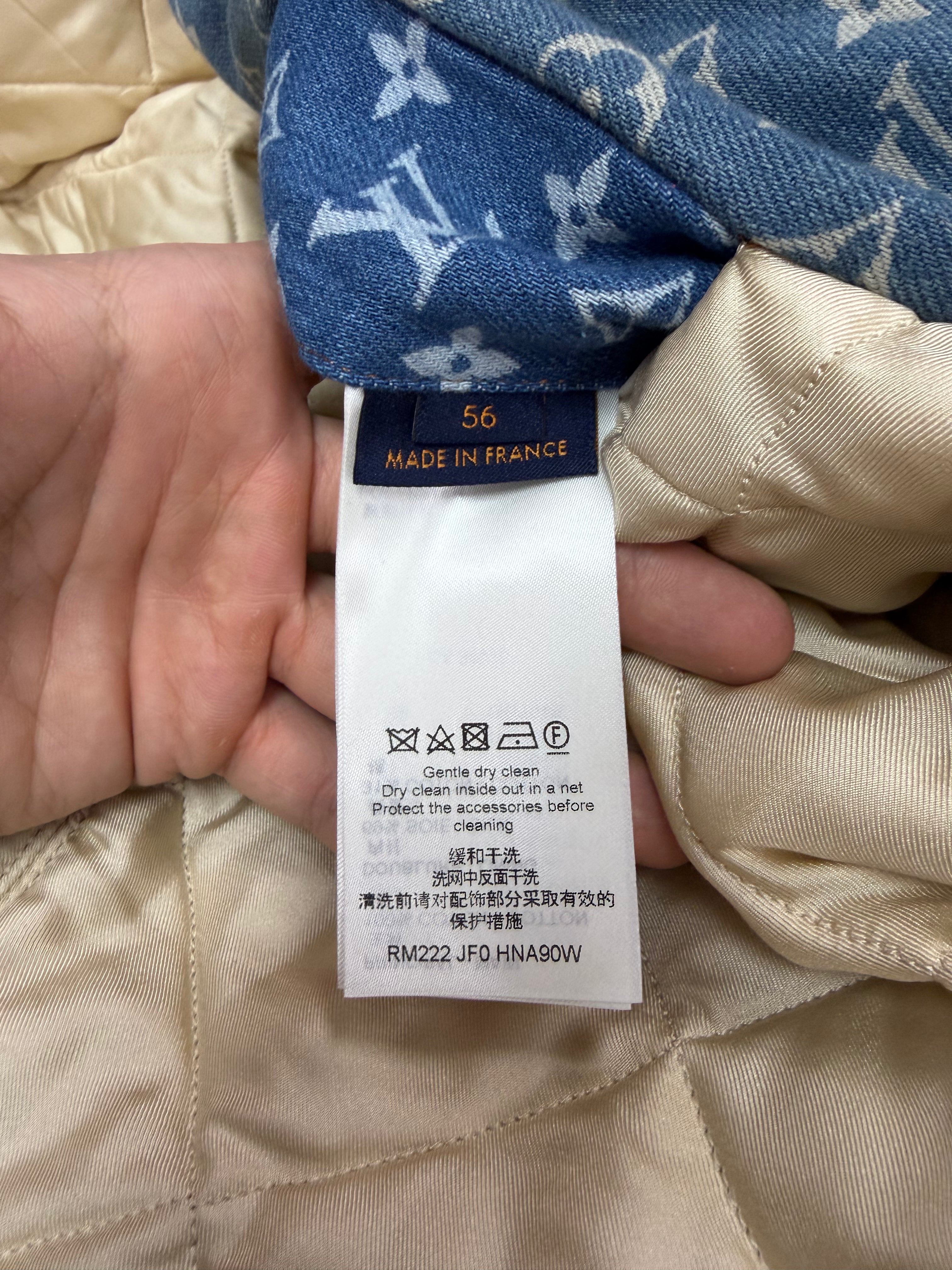 Louis Vuitton Light Wash Denim Floral Destroyed Quilted (56) Jacket