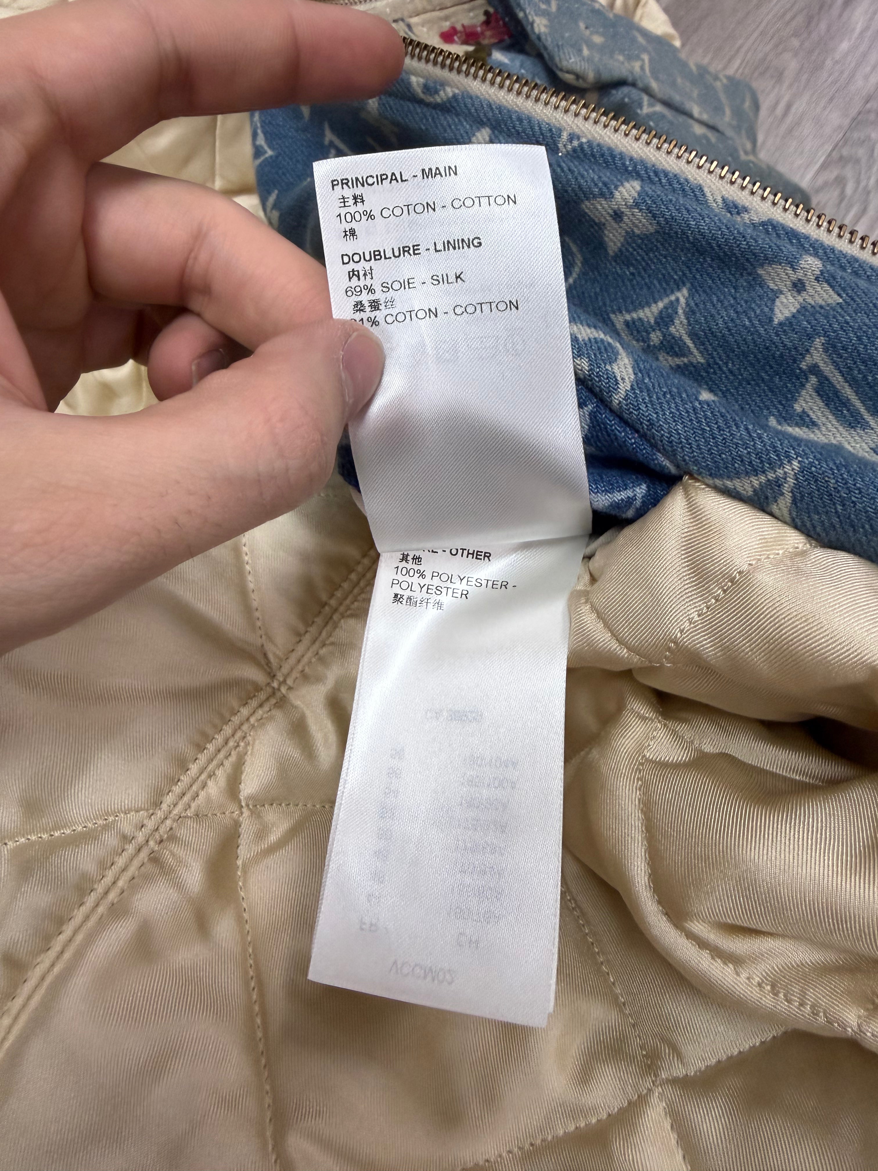 Louis Vuitton Light Wash Denim Floral Destroyed Quilted (56) Jacket
