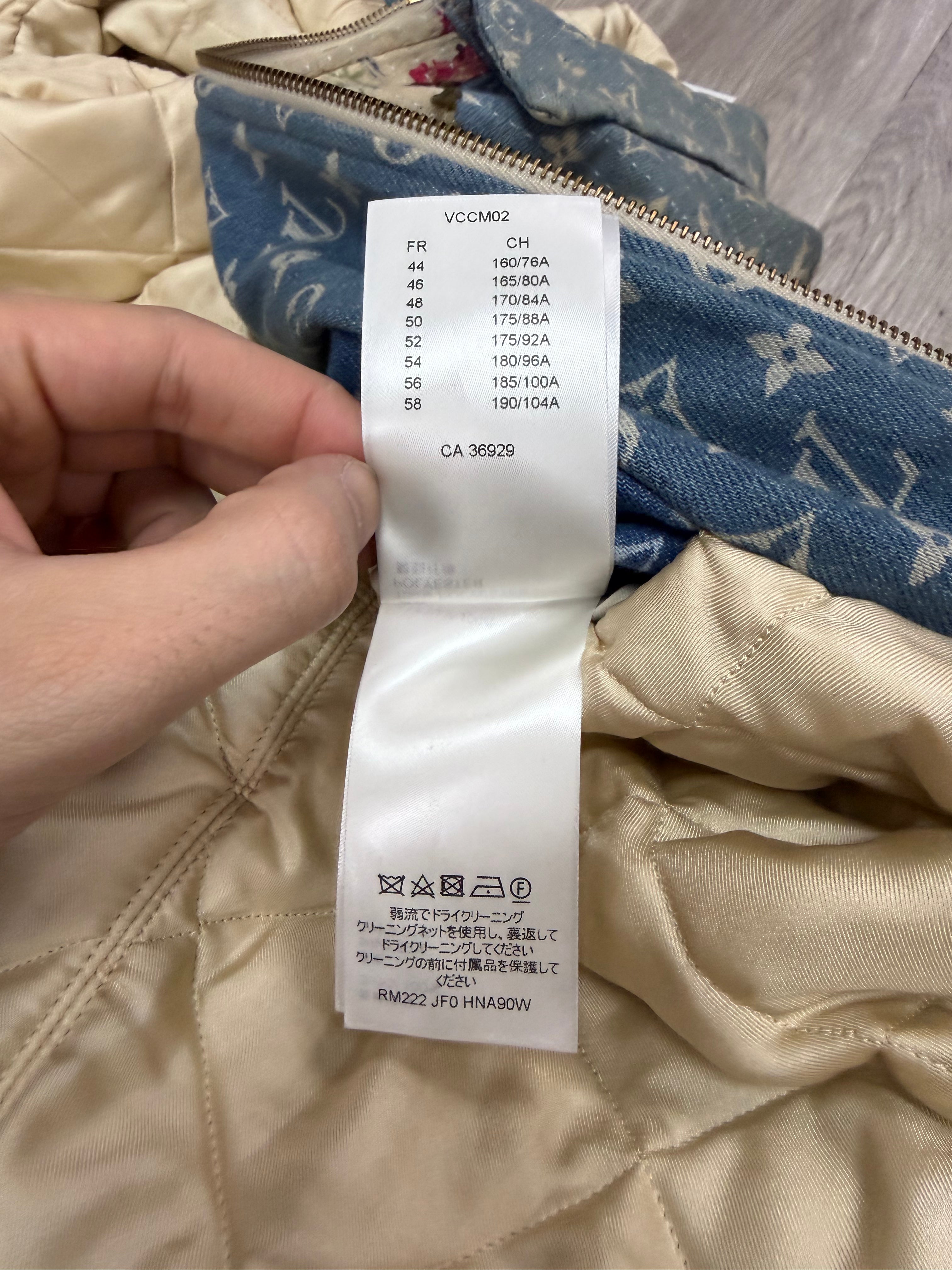 Louis Vuitton Light Wash Denim Floral Destroyed Quilted (56) Jacket