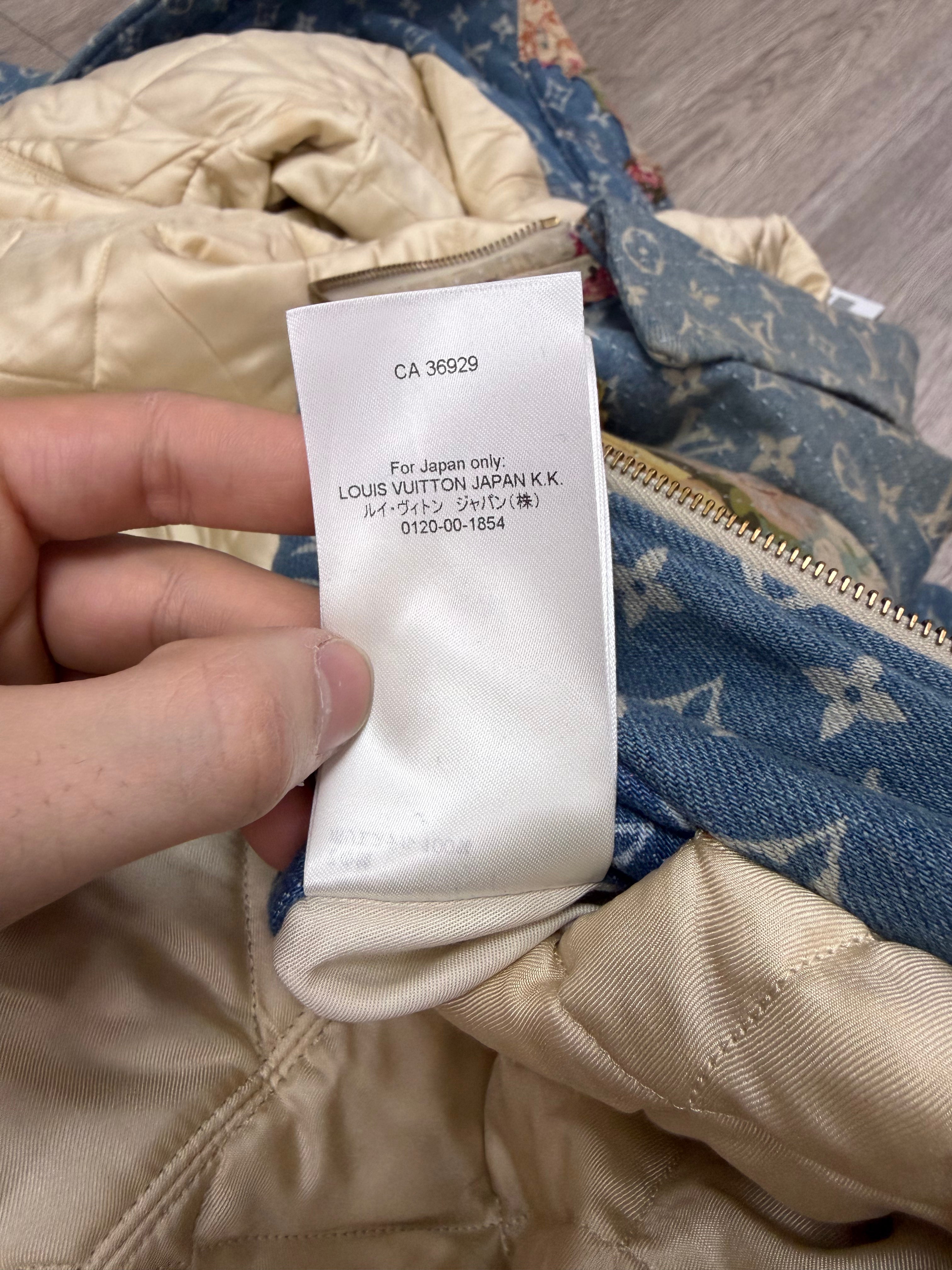 Louis Vuitton Light Wash Denim Floral Destroyed Quilted (56) Jacket