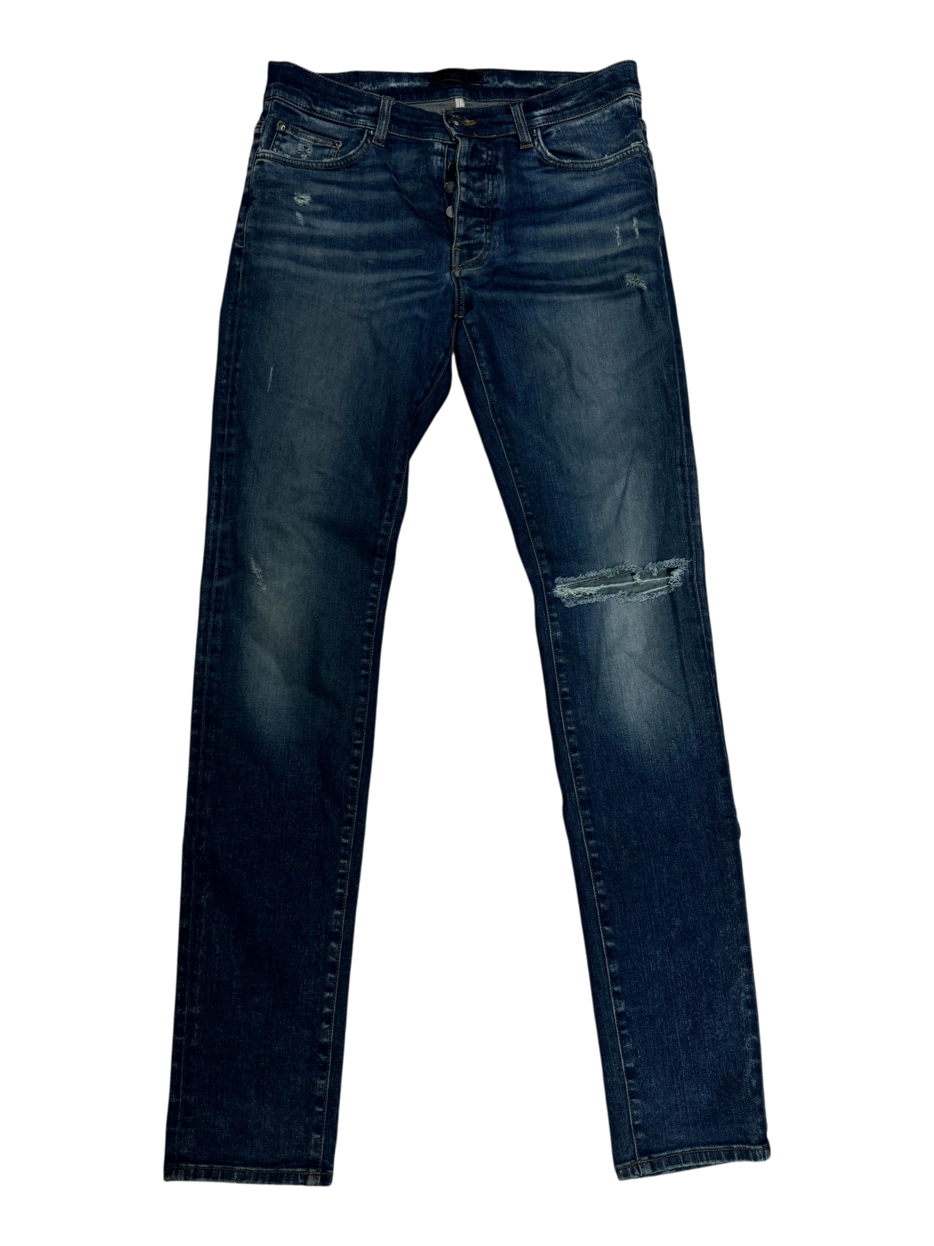 Amiri Plain Thrasher Ripped Dark Wash Jeans