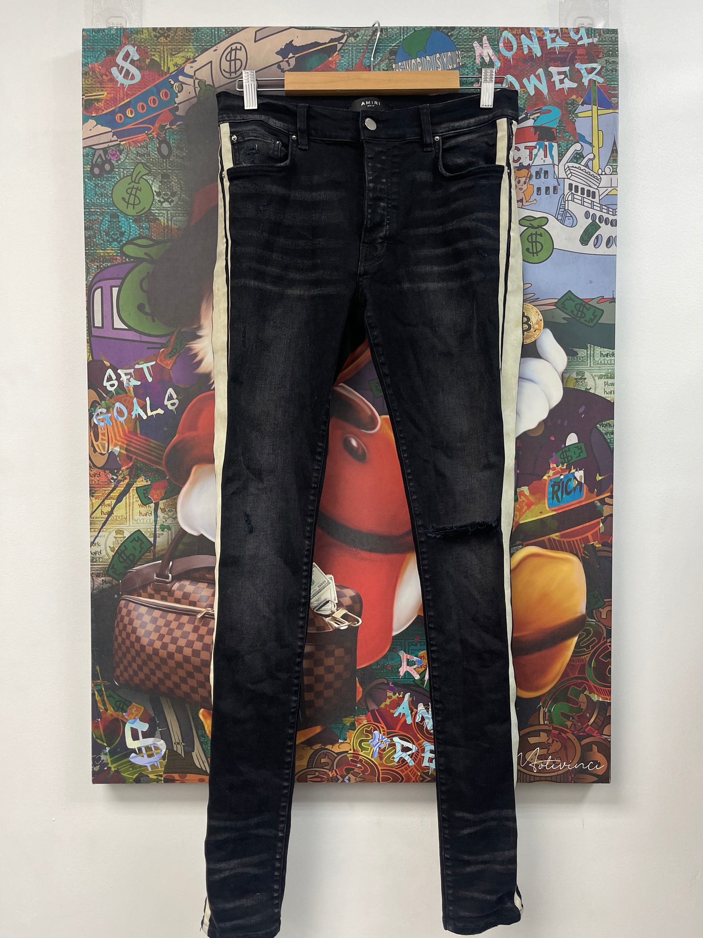 Amiri Black White Stripe Jeans