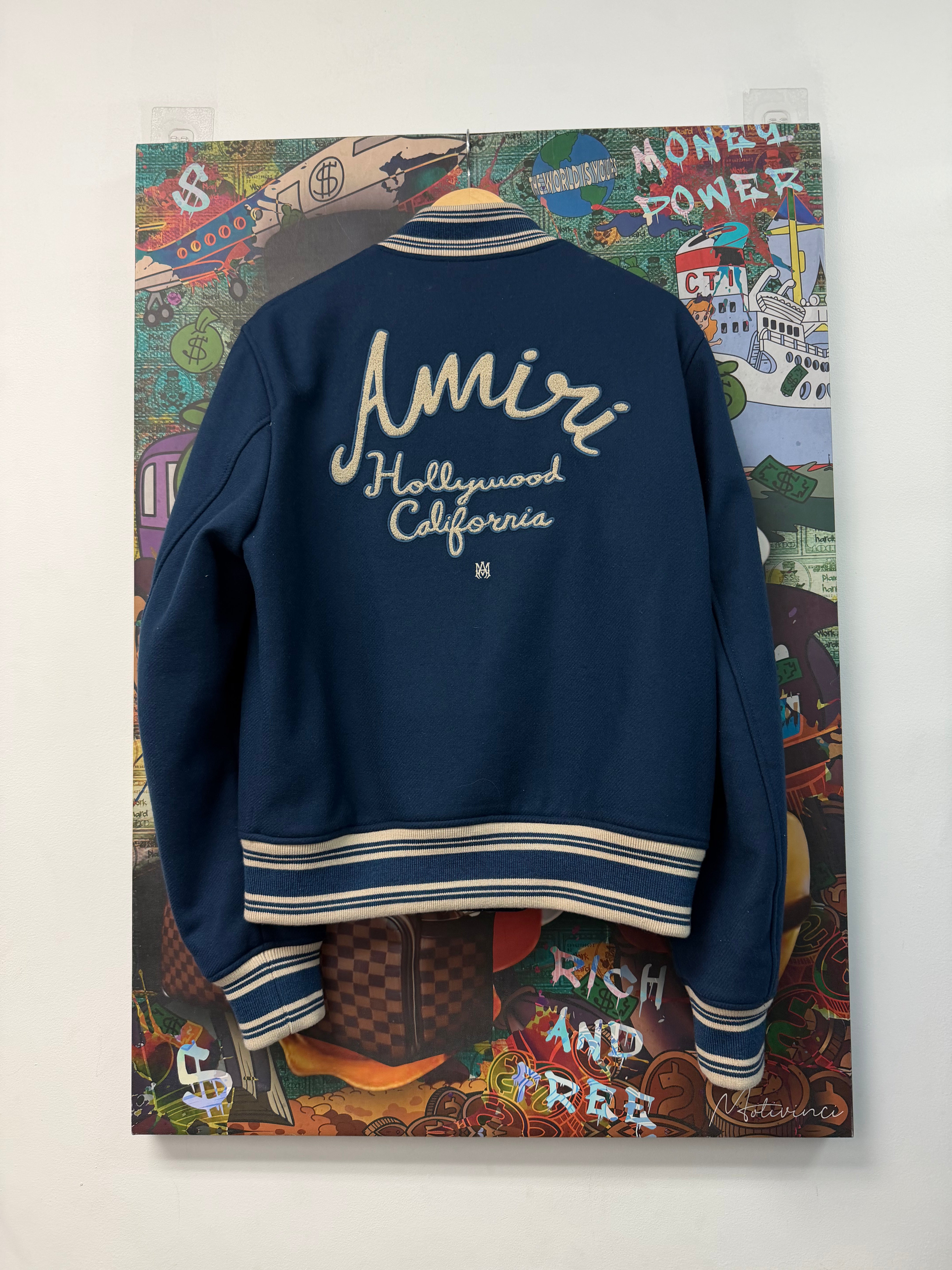 Amiri Navy Script Bomber Jacket