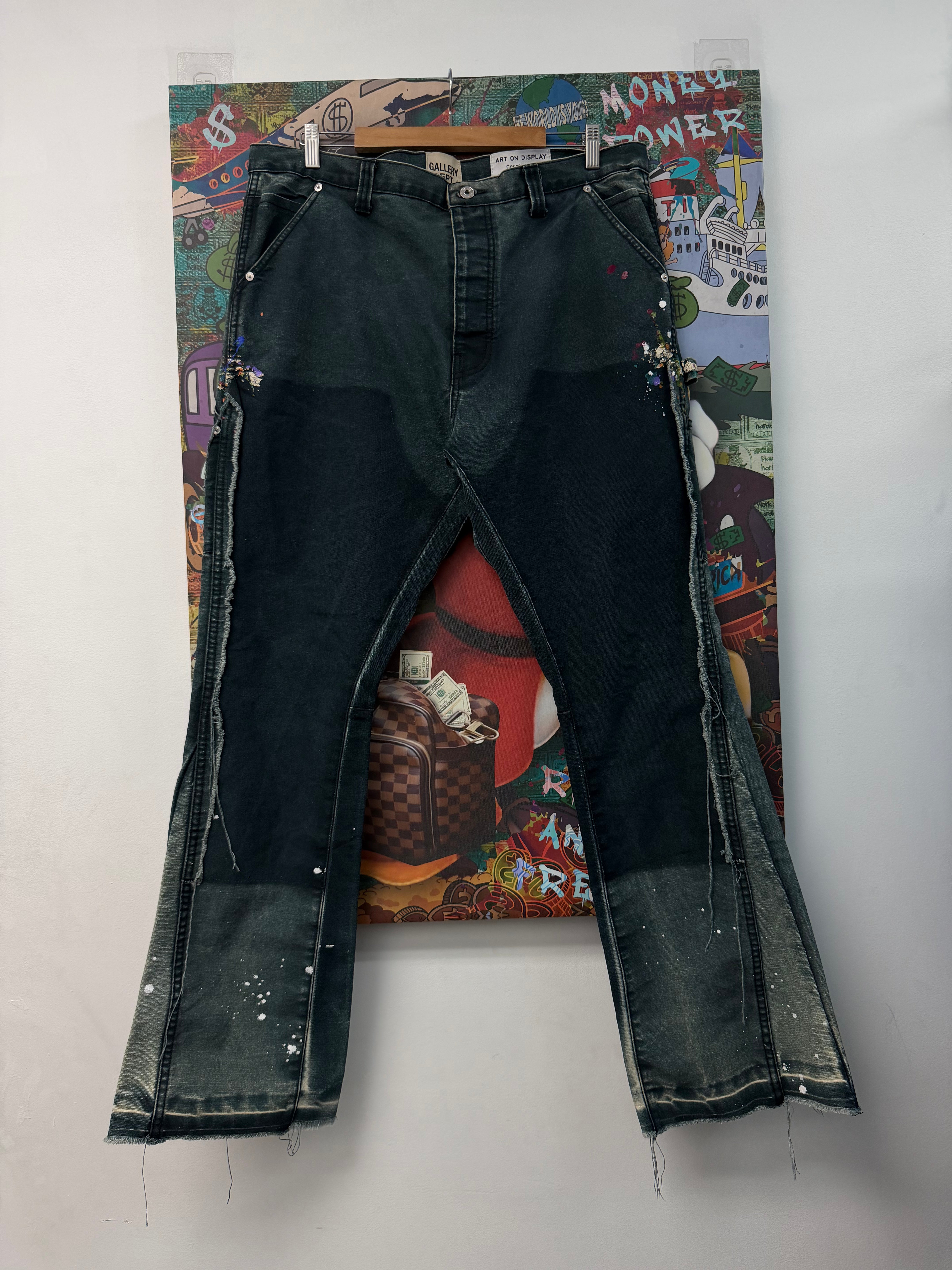 Gallery Dept Navy Wash Splatter Flare Jeans