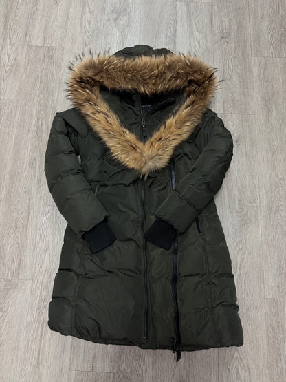Mackage Kay Hood Olive Brown Fur Jacket