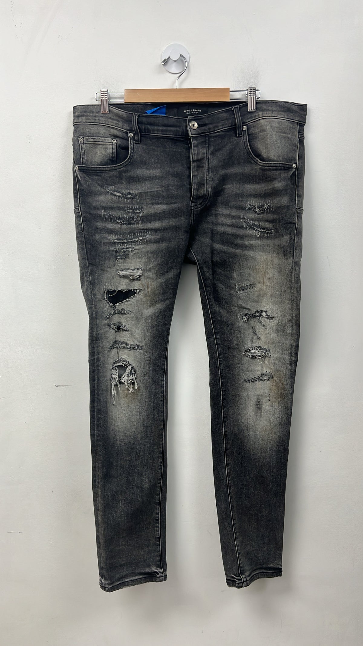 Purple Brand Grey Wash Distressed Jeans