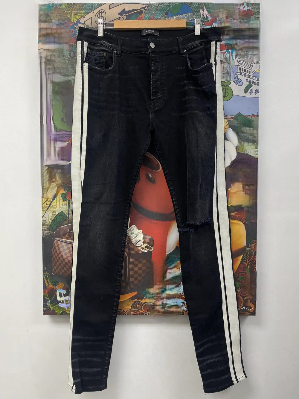 Amiri Track Stripe Black & White Jeans