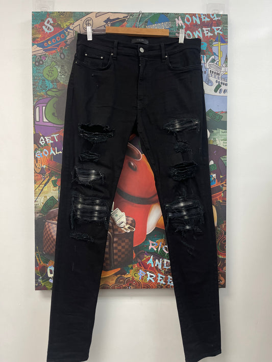 Amiri Plaid Thrasher Black Jeans