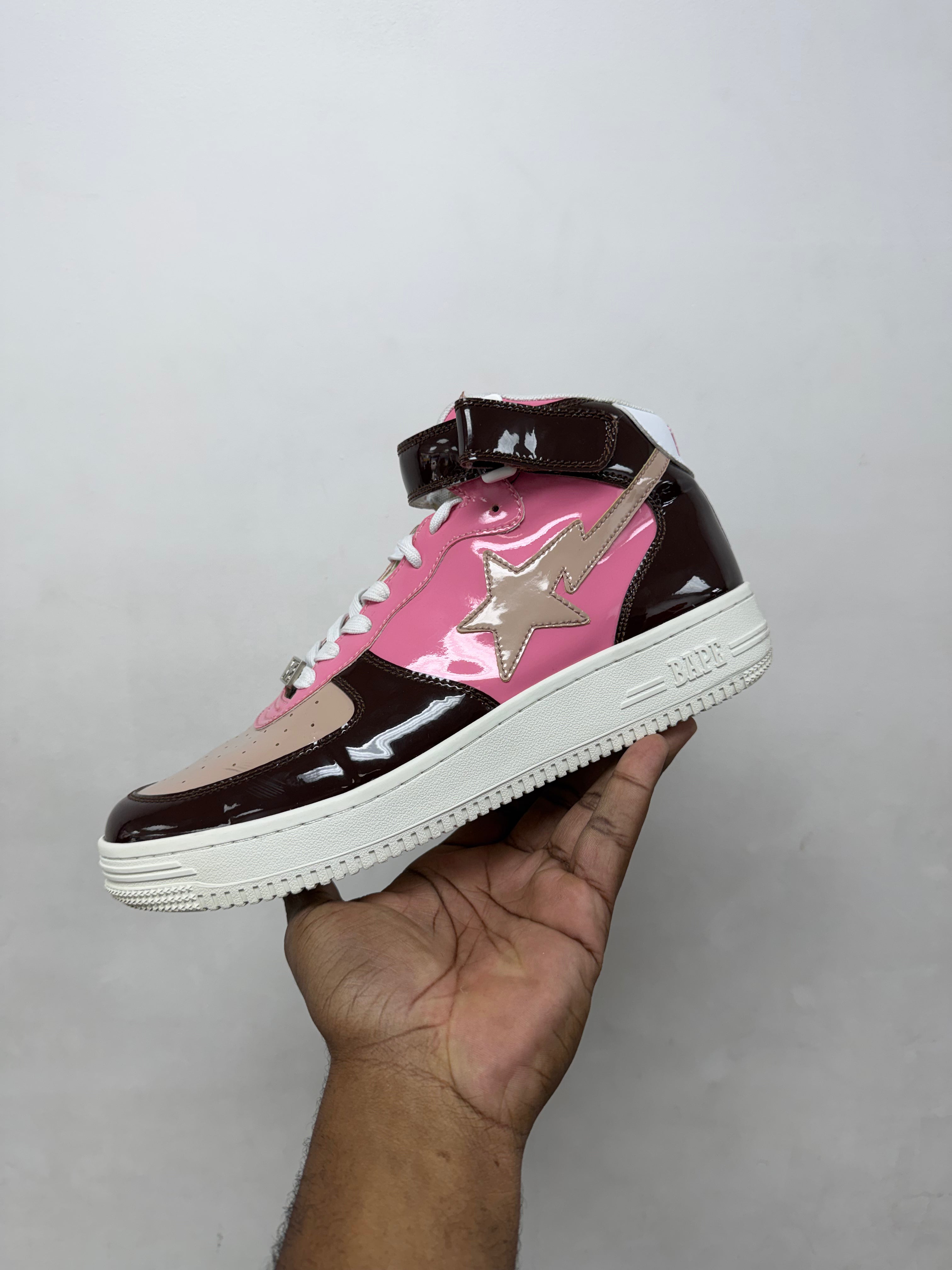 BAPE BAPSTA Brown Pink Mid Sneakers