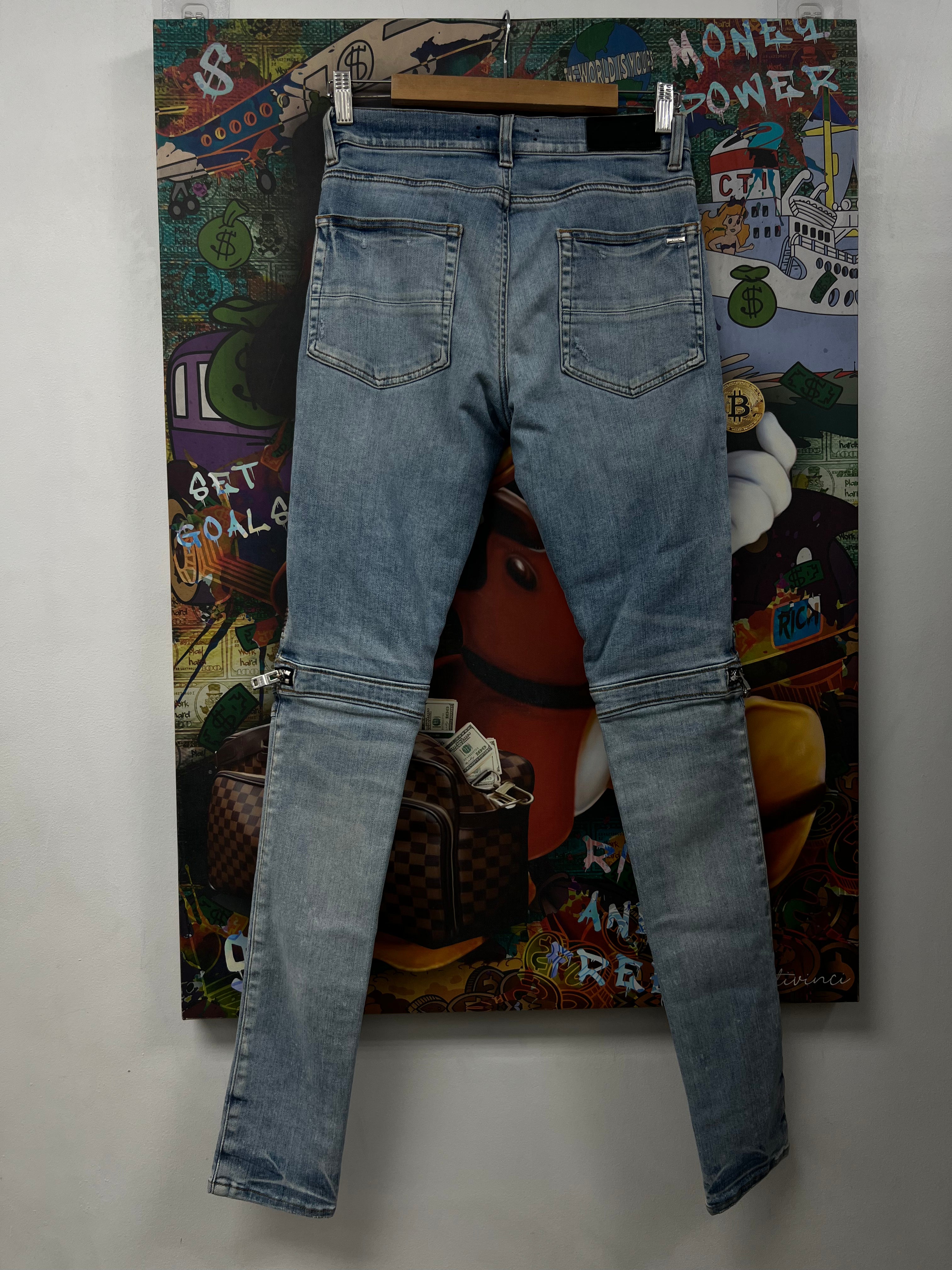 Amiri Light Wash MX2 Brown Paisley Jeans