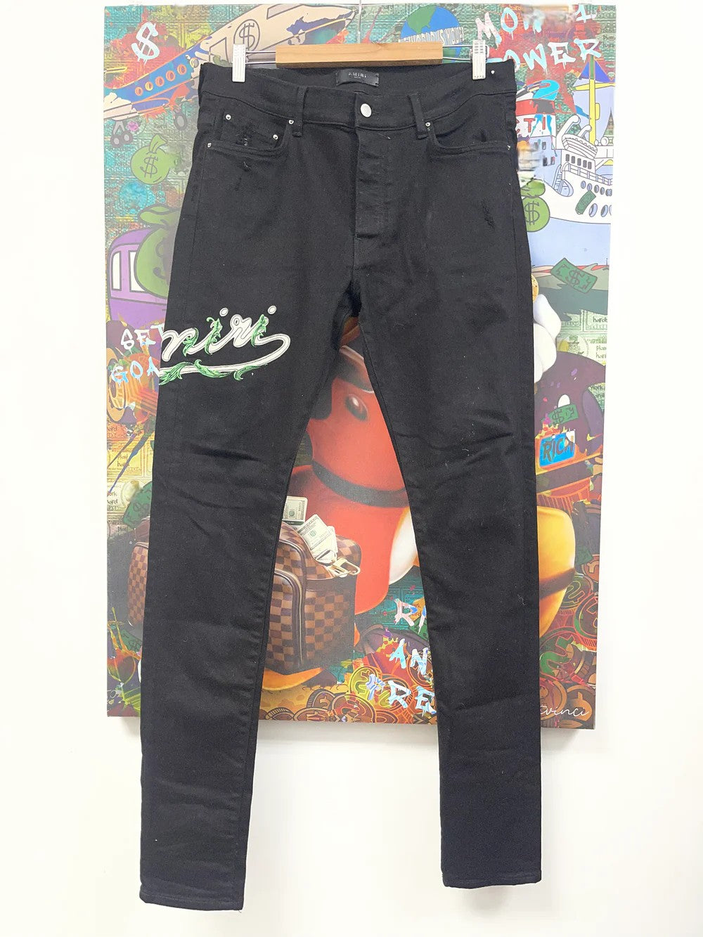 Amiri Vine Baroque Side Logo Black Jeans