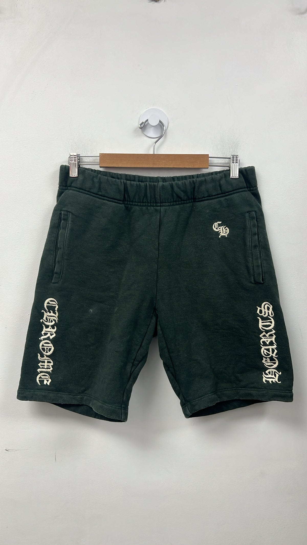 Chrome Hearts Green Embroidered Slo Ride Shorts