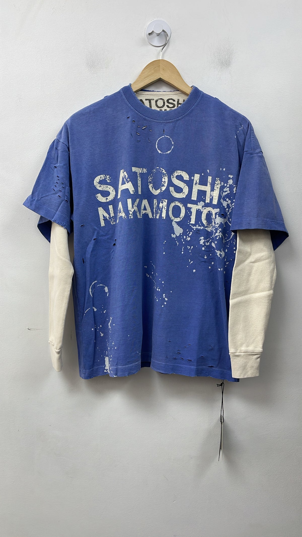 Satoshi Nakamoto Bleached Luke Thermal Blue Tee
