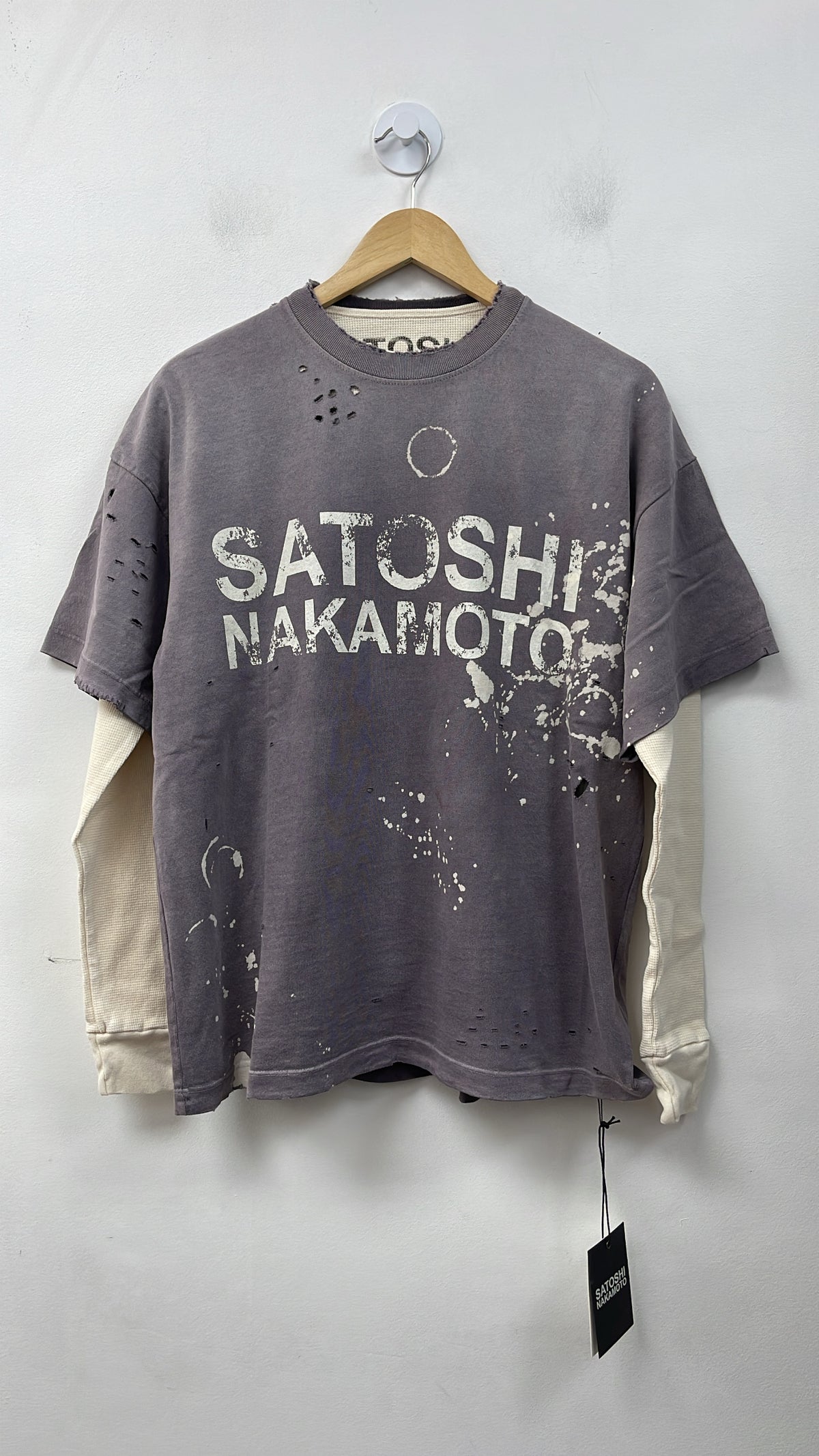 Satoshi Nakamoto Bleached Luke Thermal Grey Tee