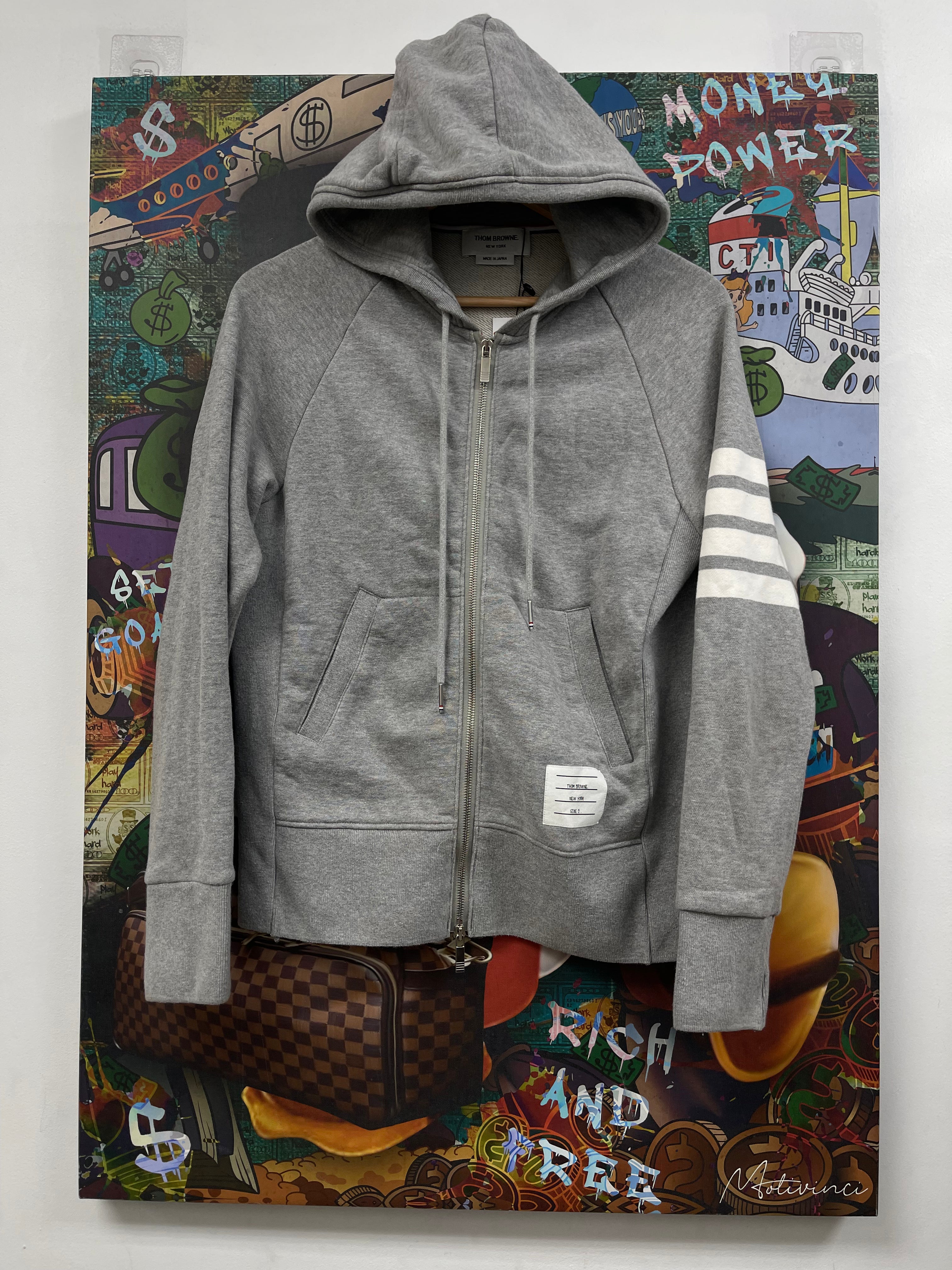 Thom Browne Grey Bar (2) Zip Up Hoodie