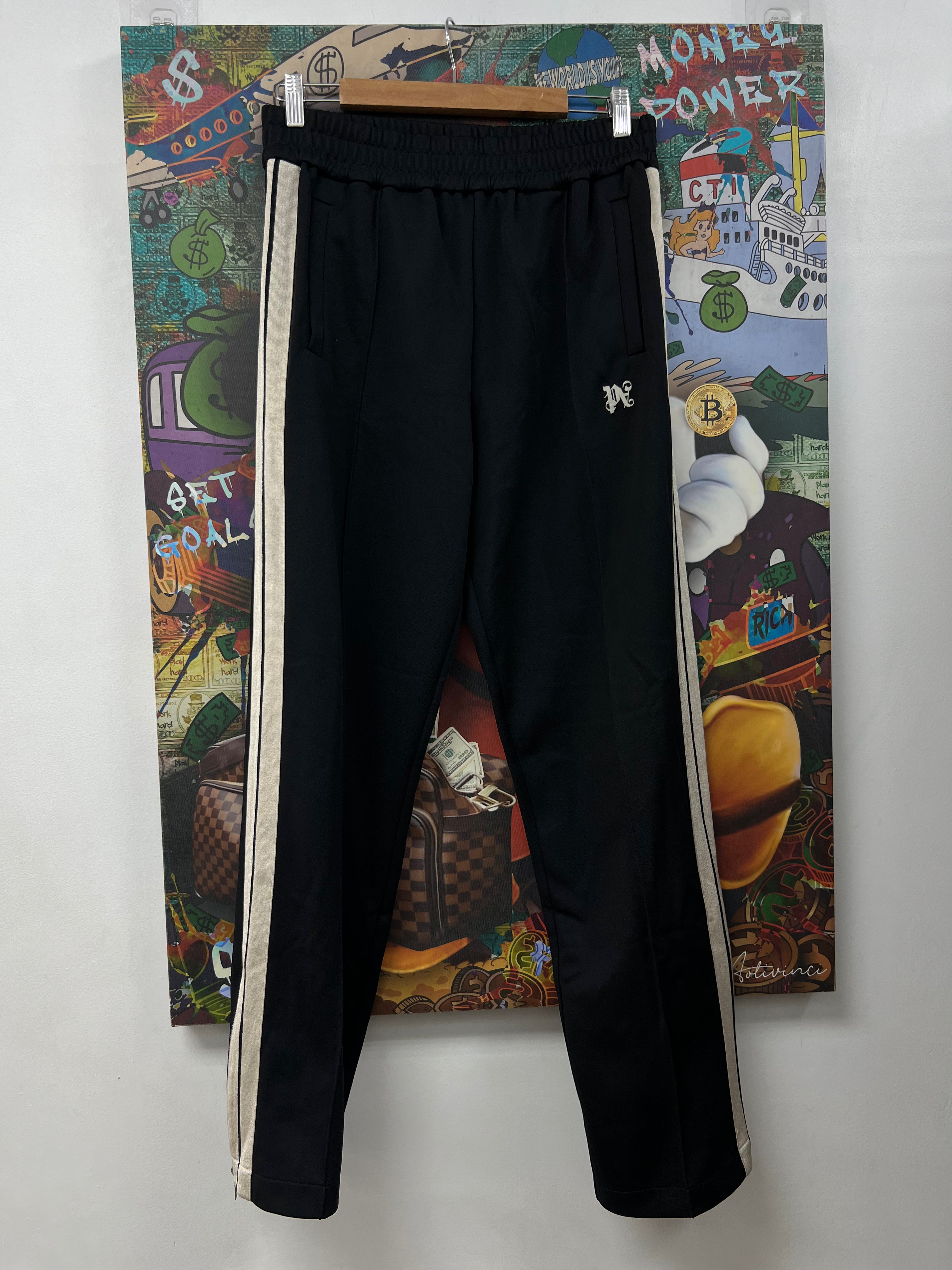 Palm Angels Black Cream PA Logo Track Pants