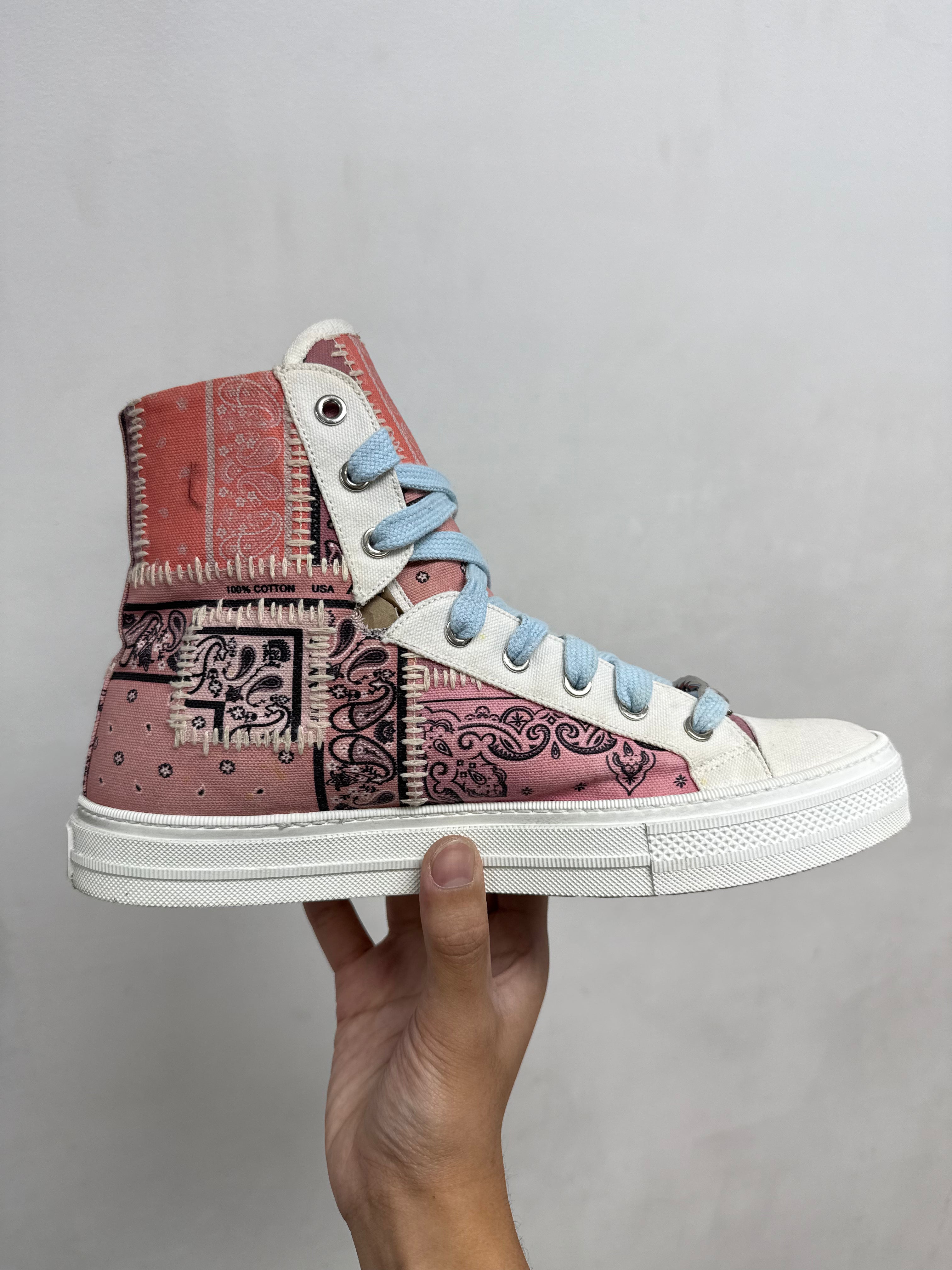 Amiri Pink Paisley High Sneakers