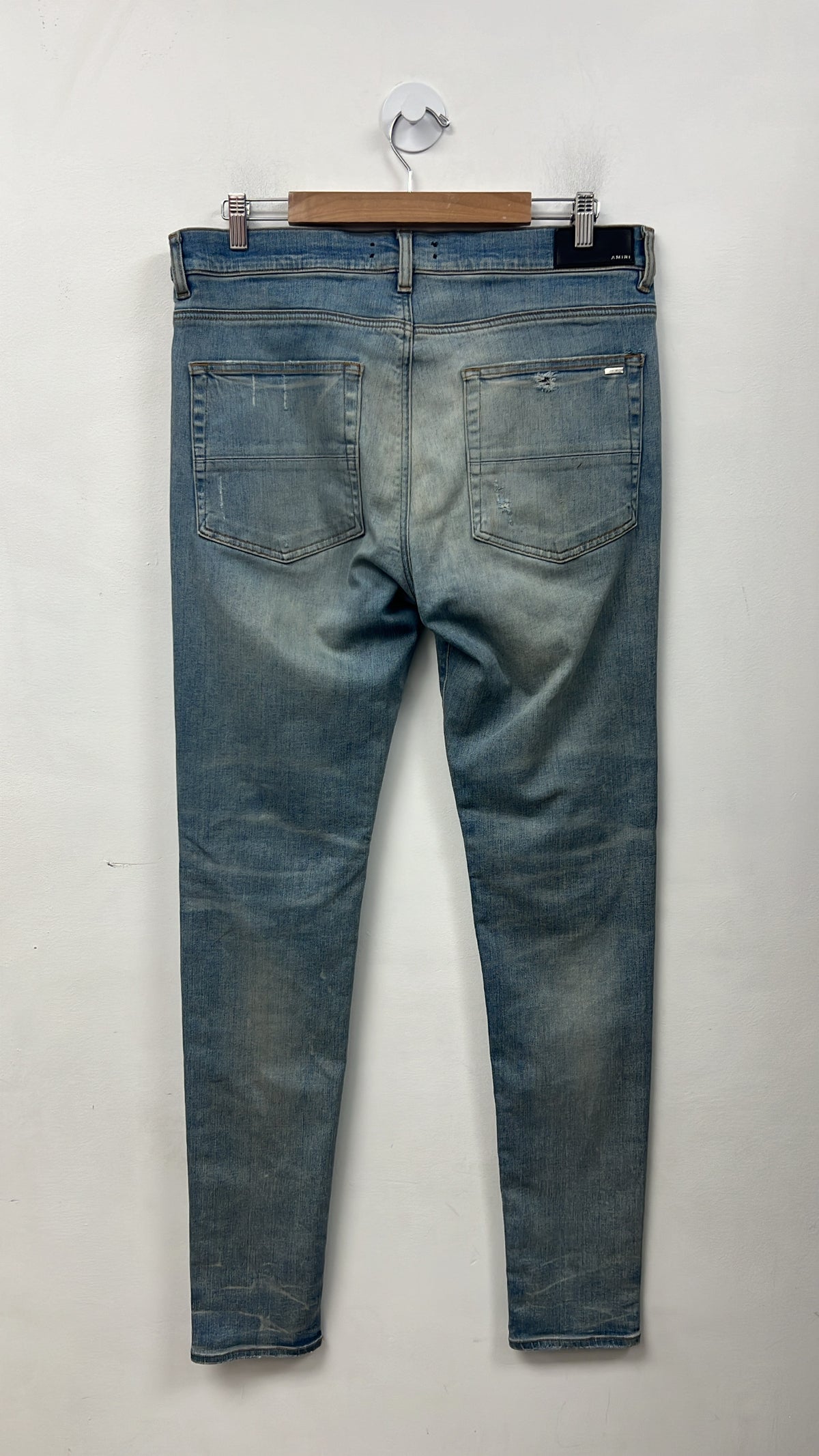 Amiri MX1 Light Wash Pink Patch Jeans