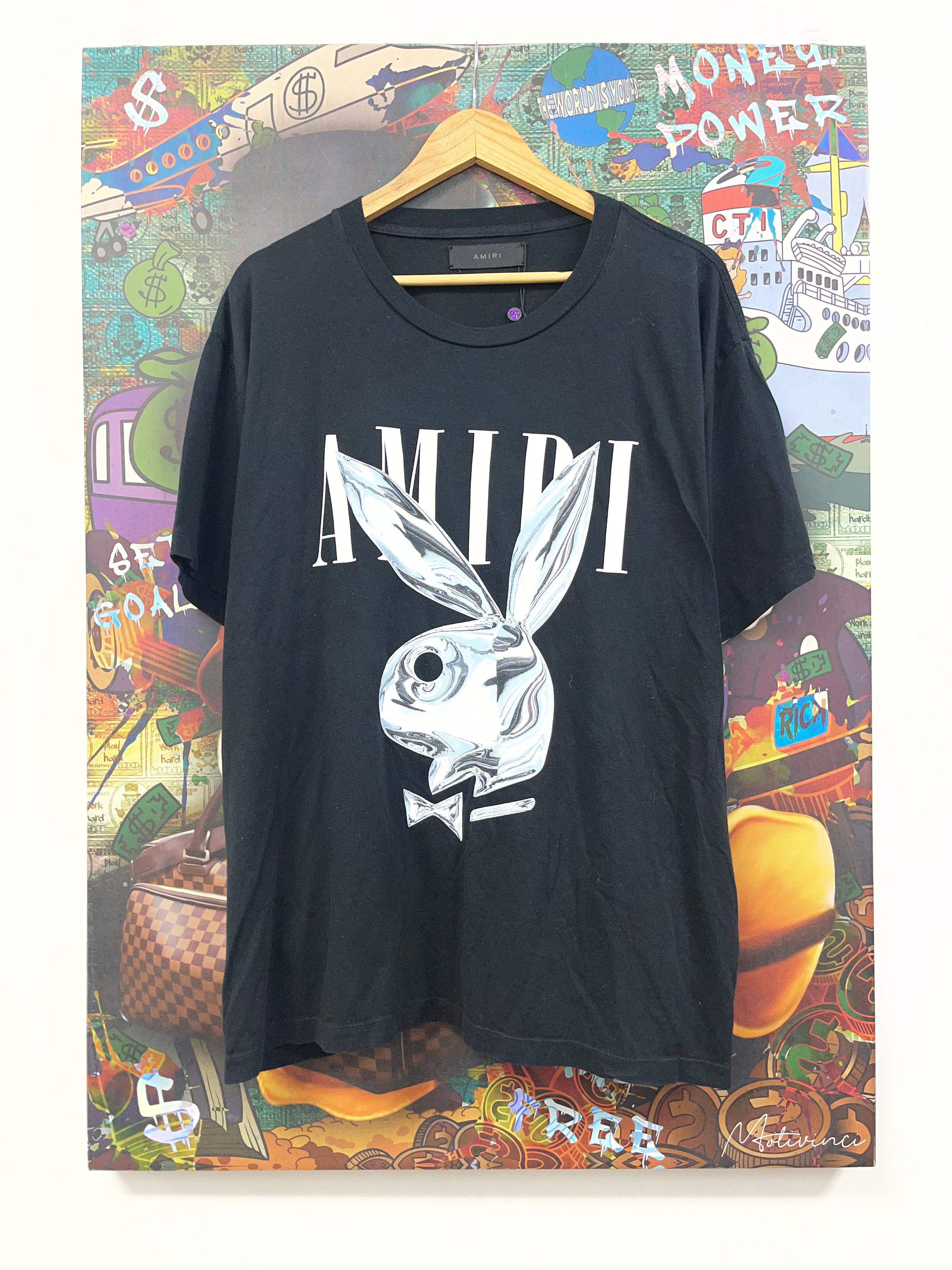 Amiri Black Blue Rabbit Tee