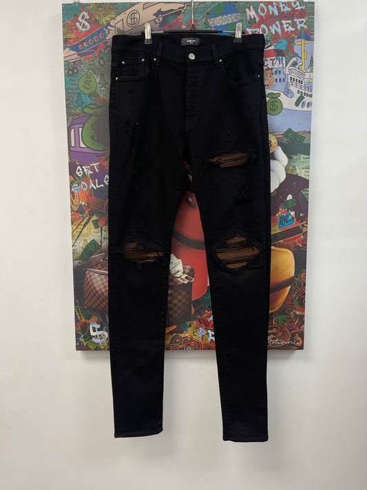 Amiri Mx1 Black Brown Patch Jeans