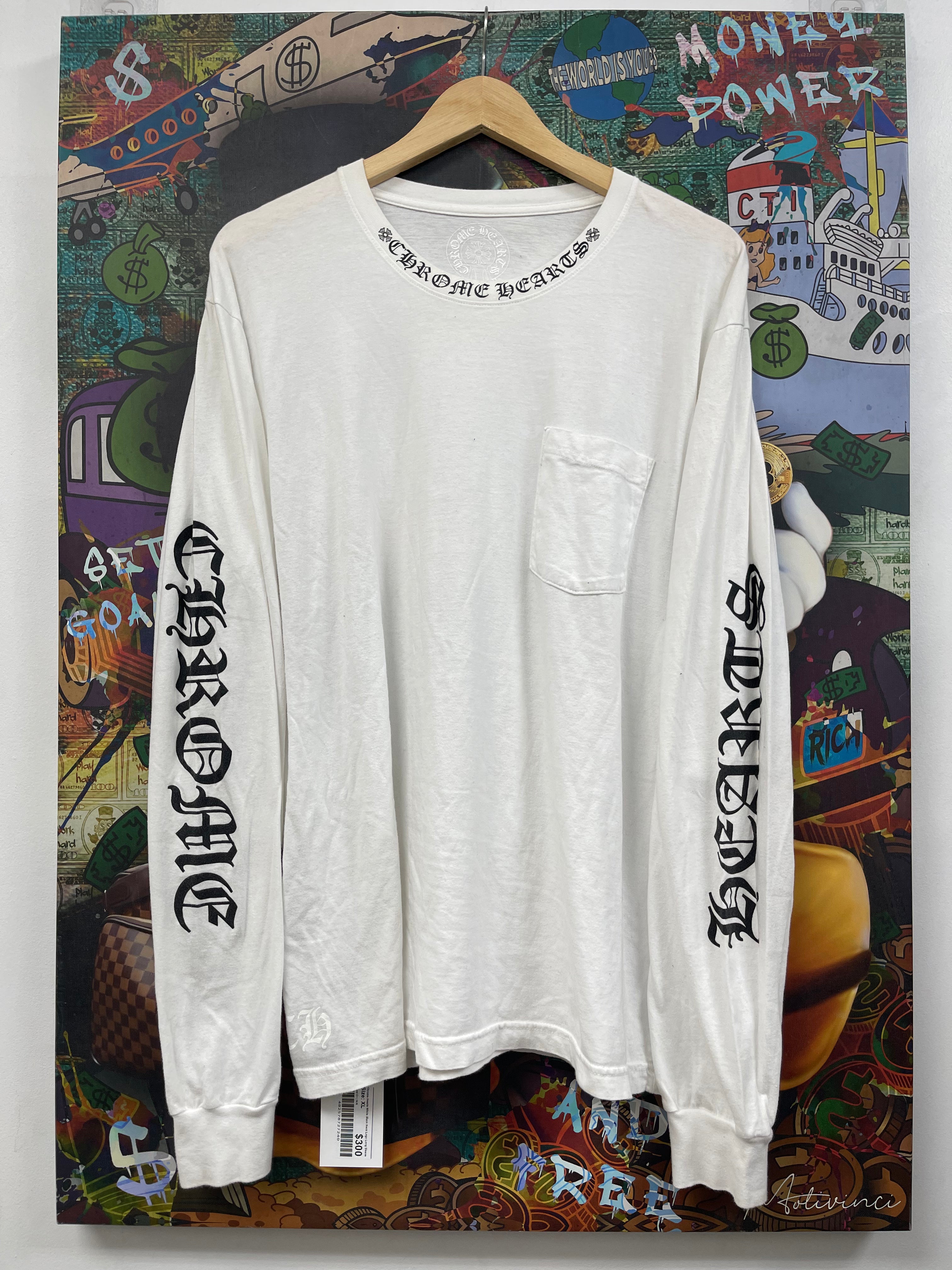 Chrome Hearts White Black Neck Logo Long Sleeve