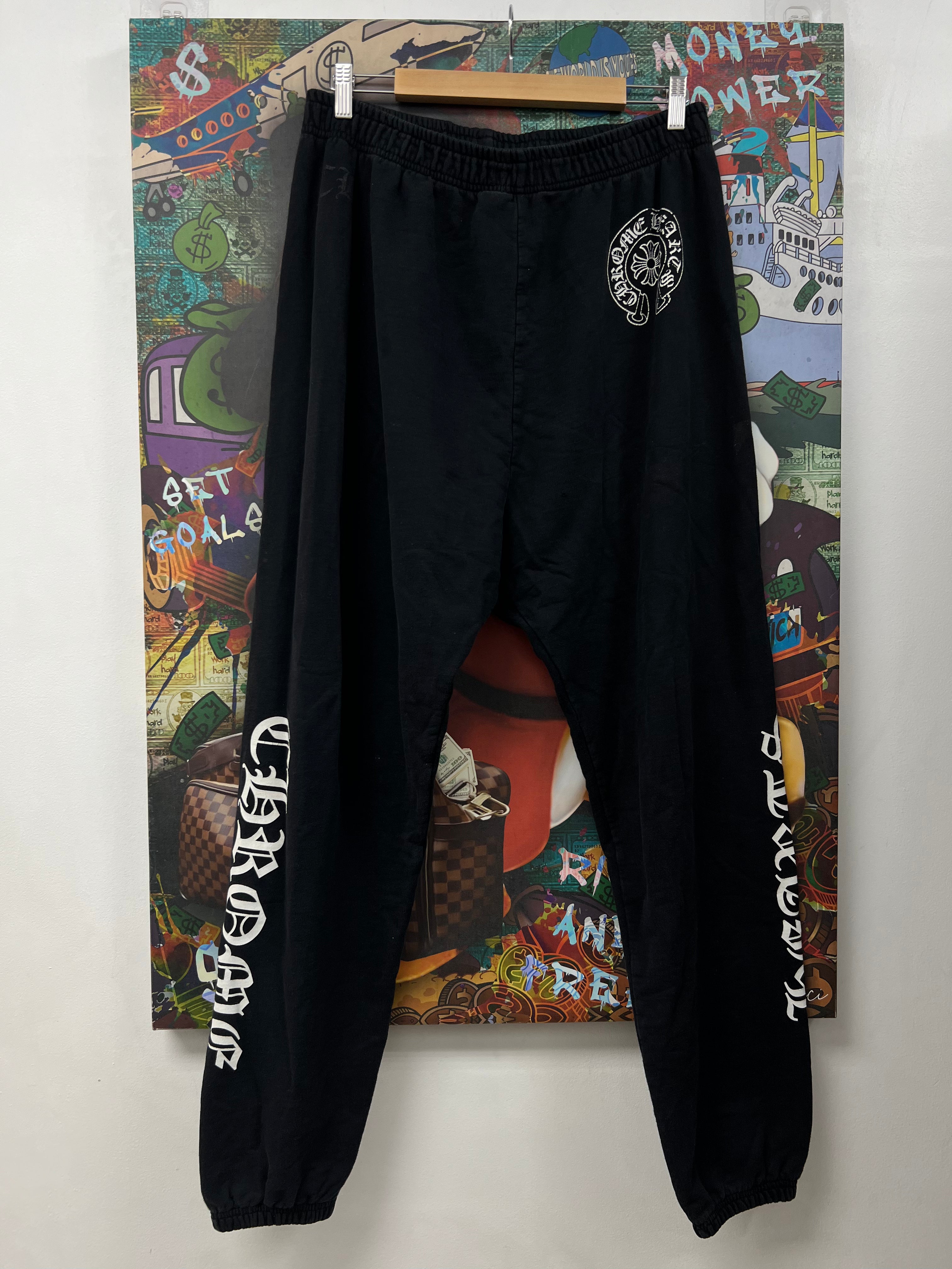Chrome  Hearts Black Horseshoe (No Pockets) Sweats