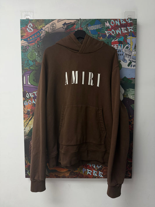 Amiri Brown White Core Logo Hoodie