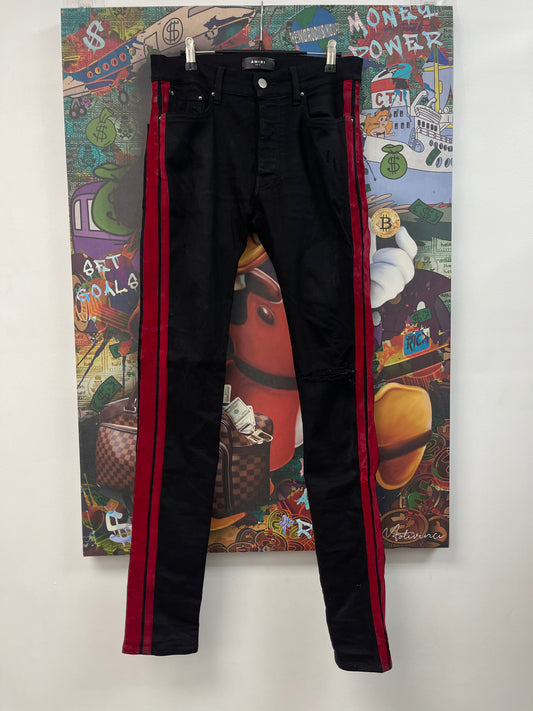Amiri Black Red Stripe Jeans