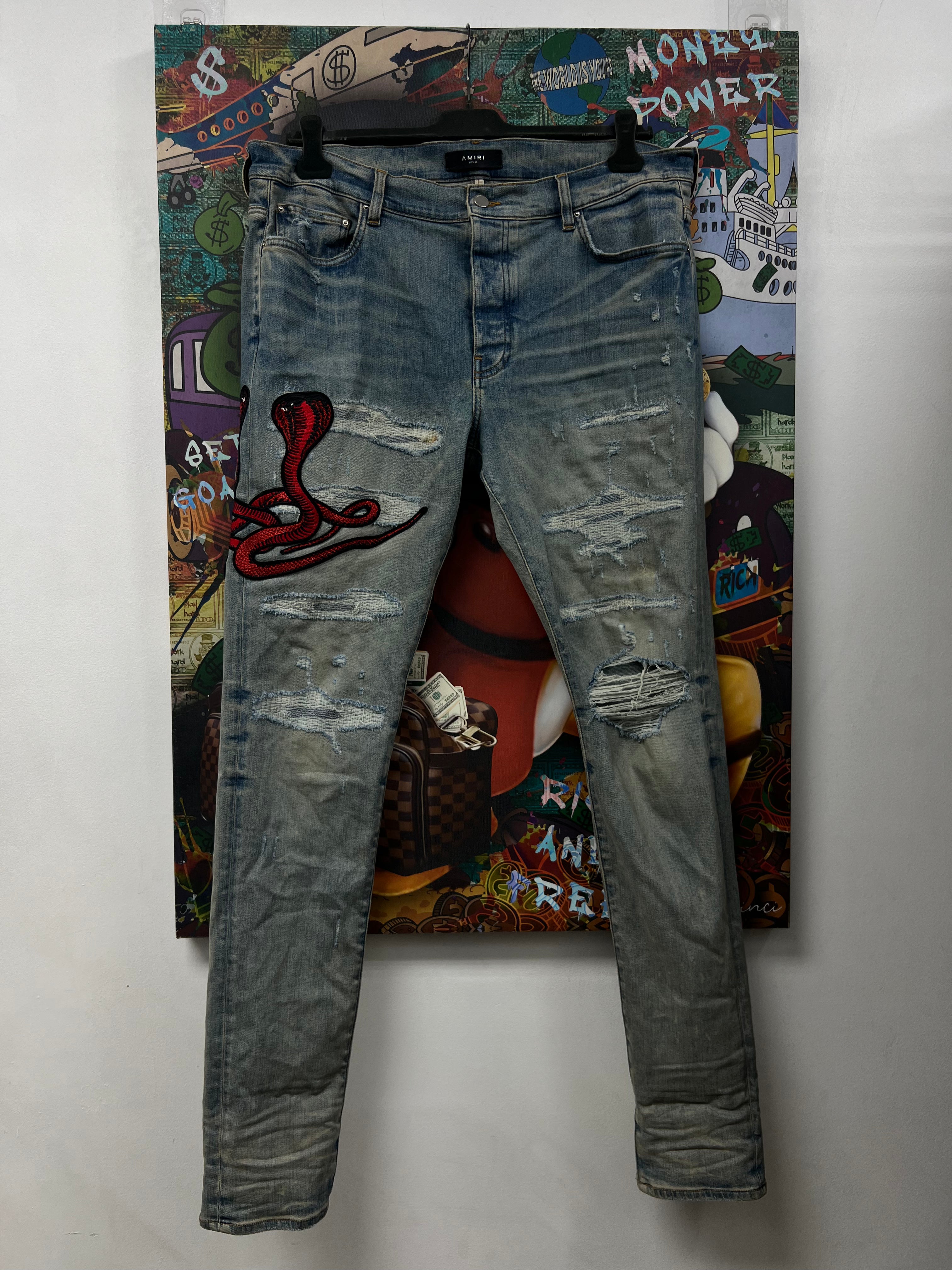 Amiri Light Wash Red Cobra Jeans