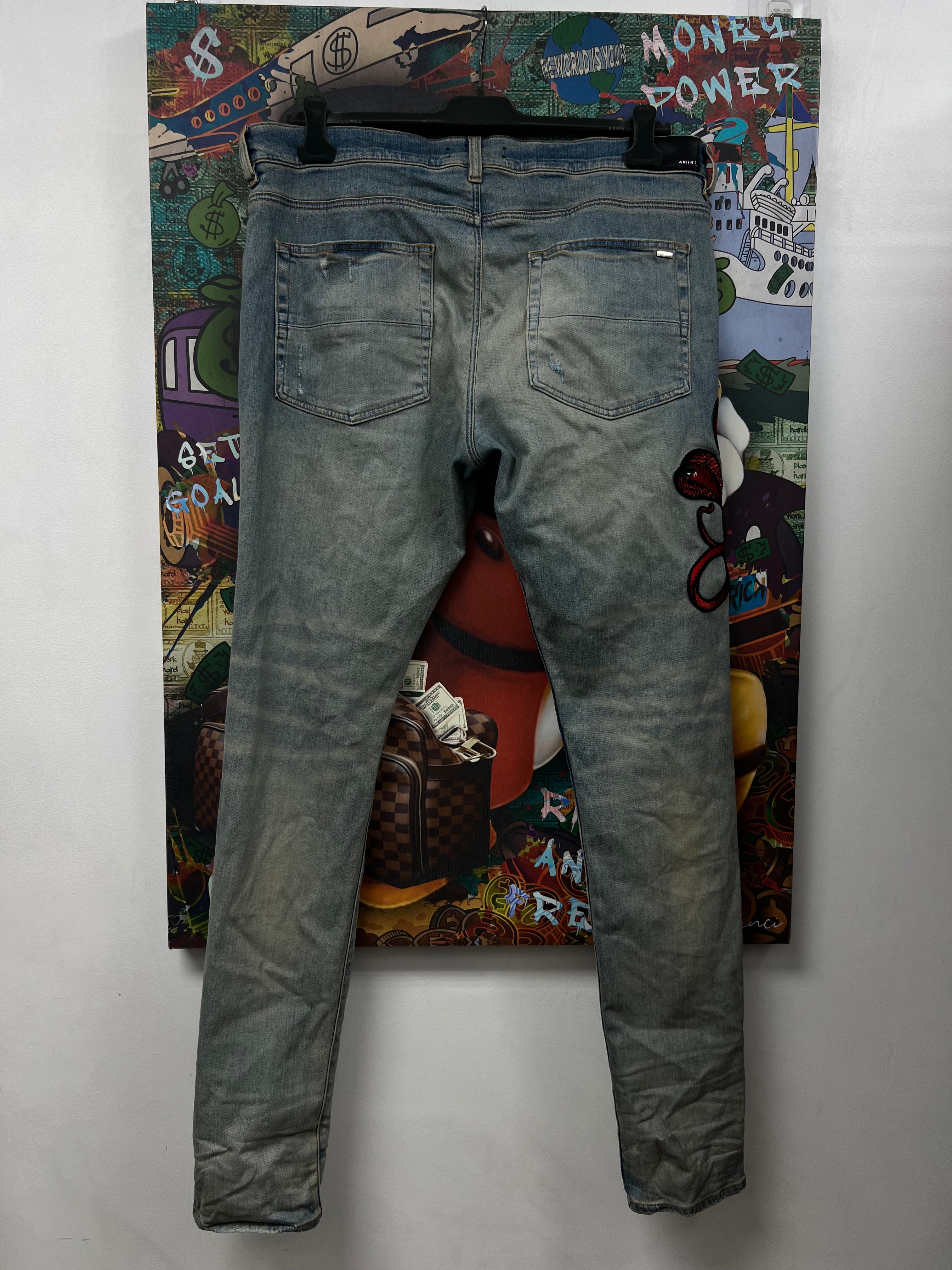 Amiri Light Wash Red Cobra Jeans