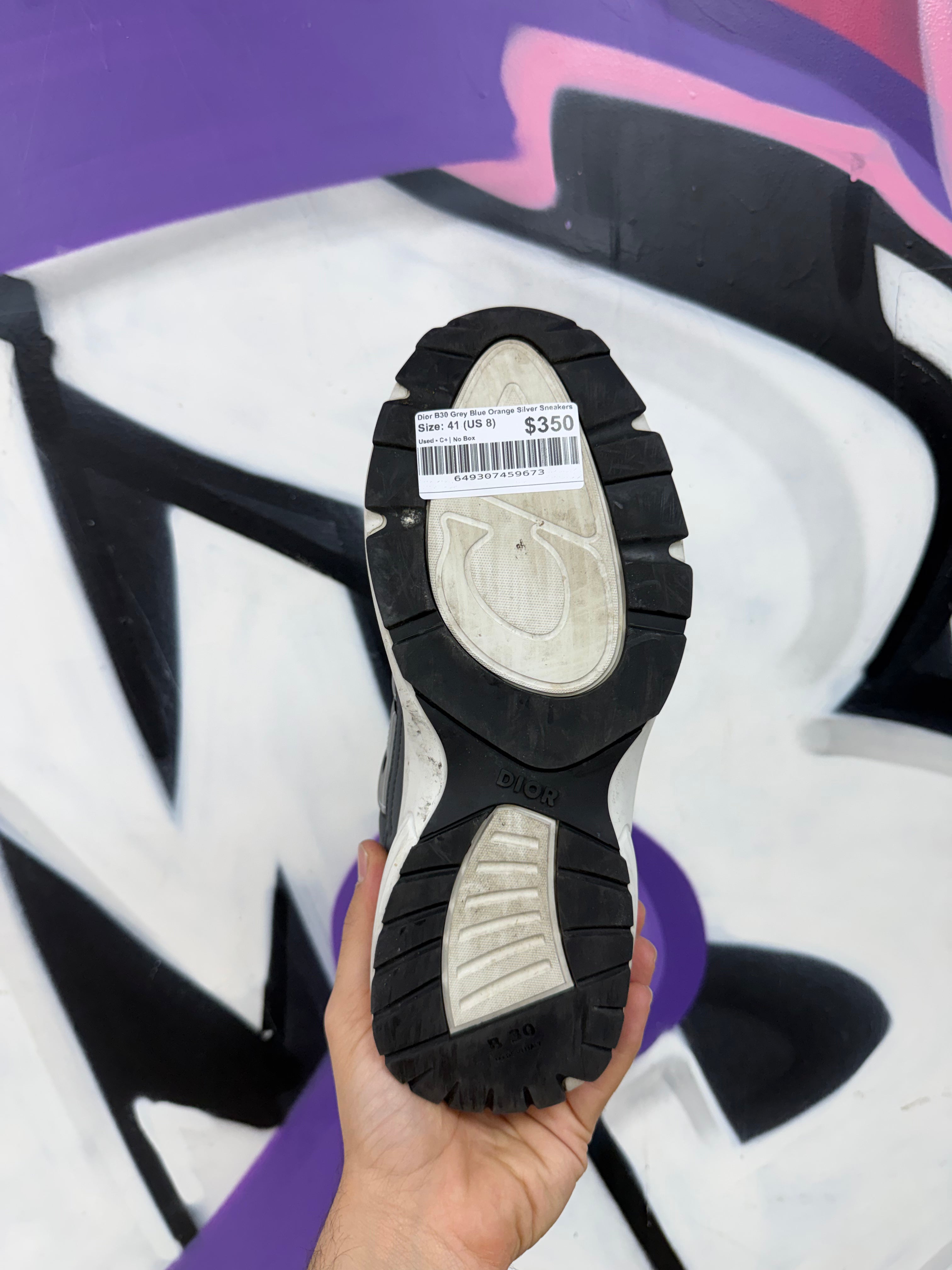 Dior B30 Grey Blue Orange Silver Sneakers