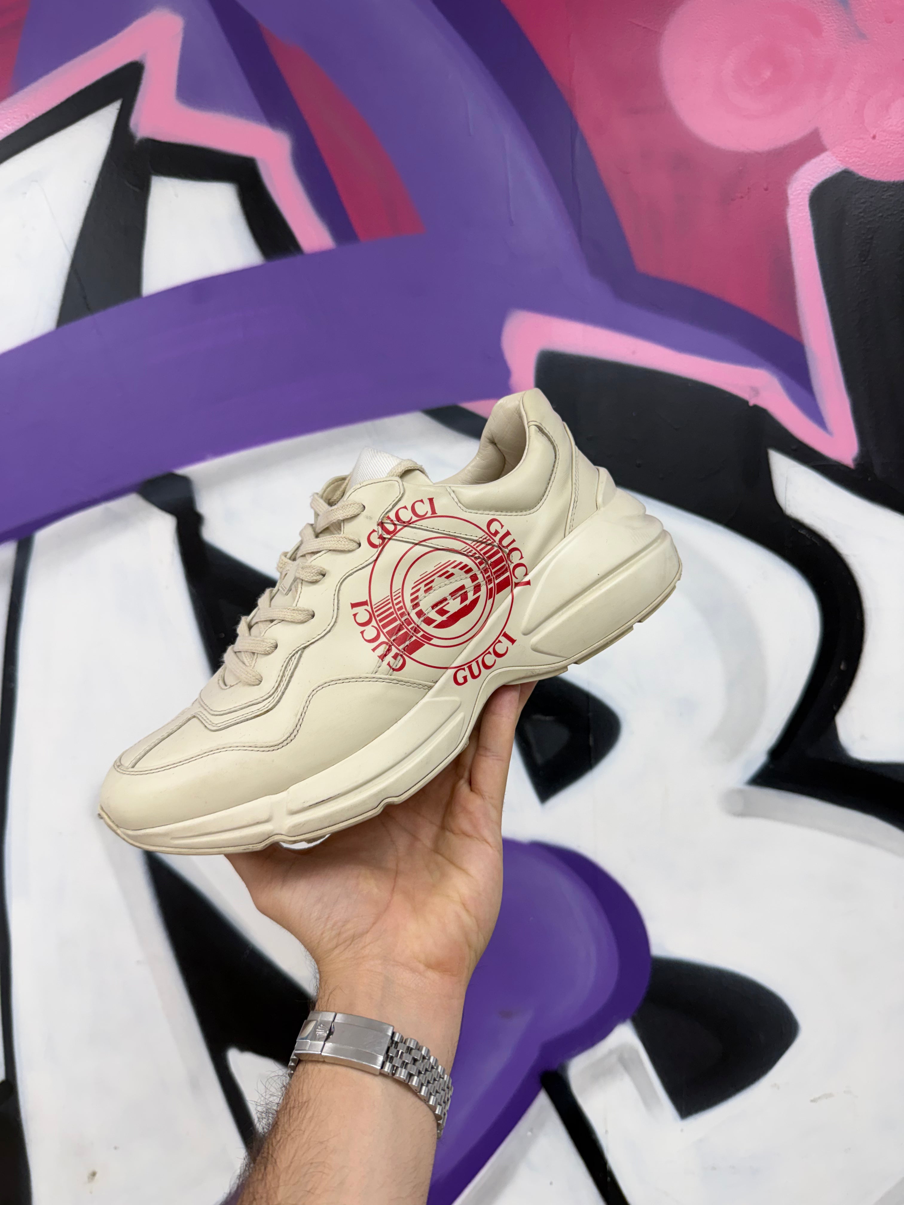 Gucci Cream Red Rhyton Sneakers