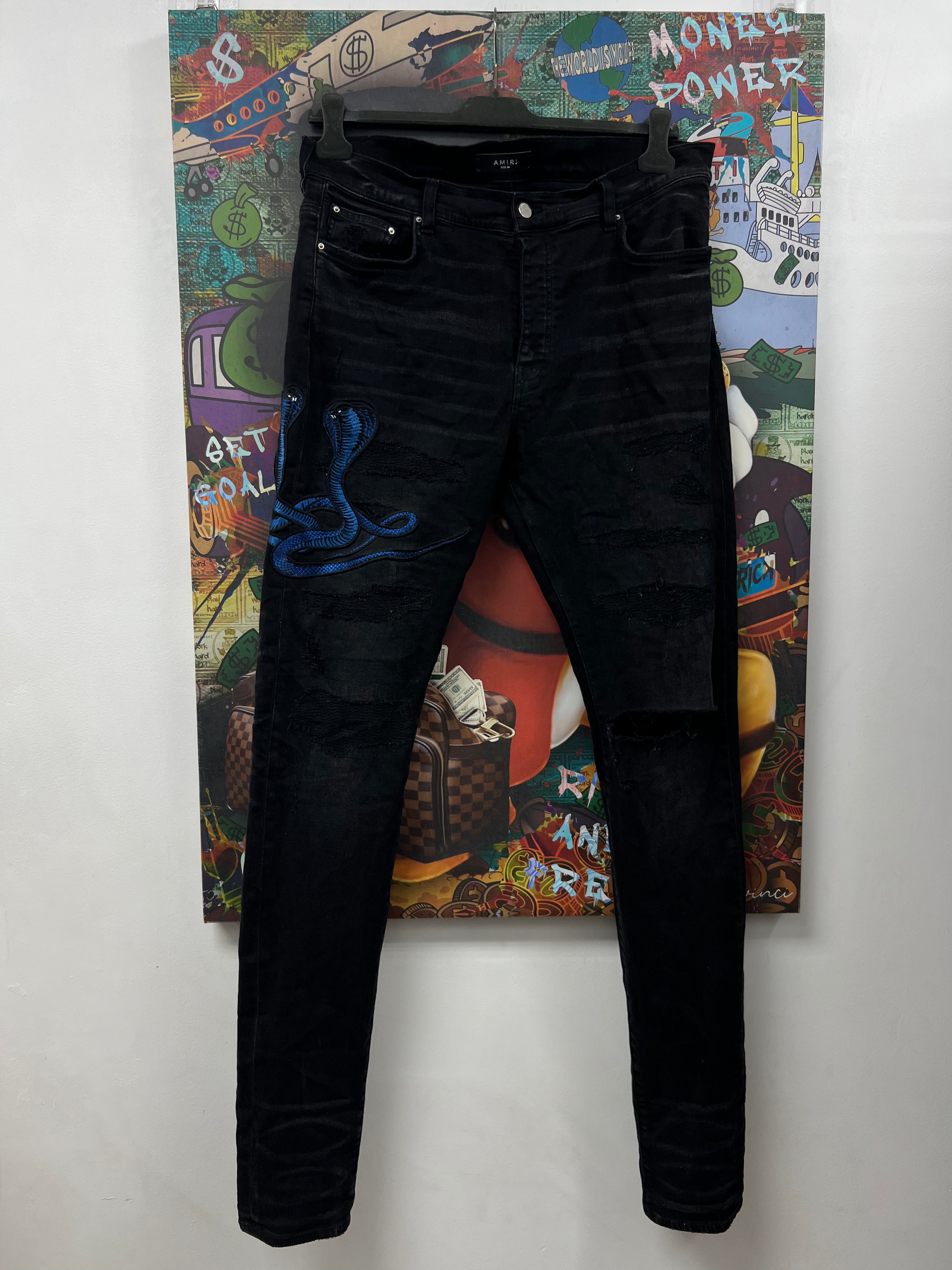 Amiri Black Wash Blue Cobra Jeans
