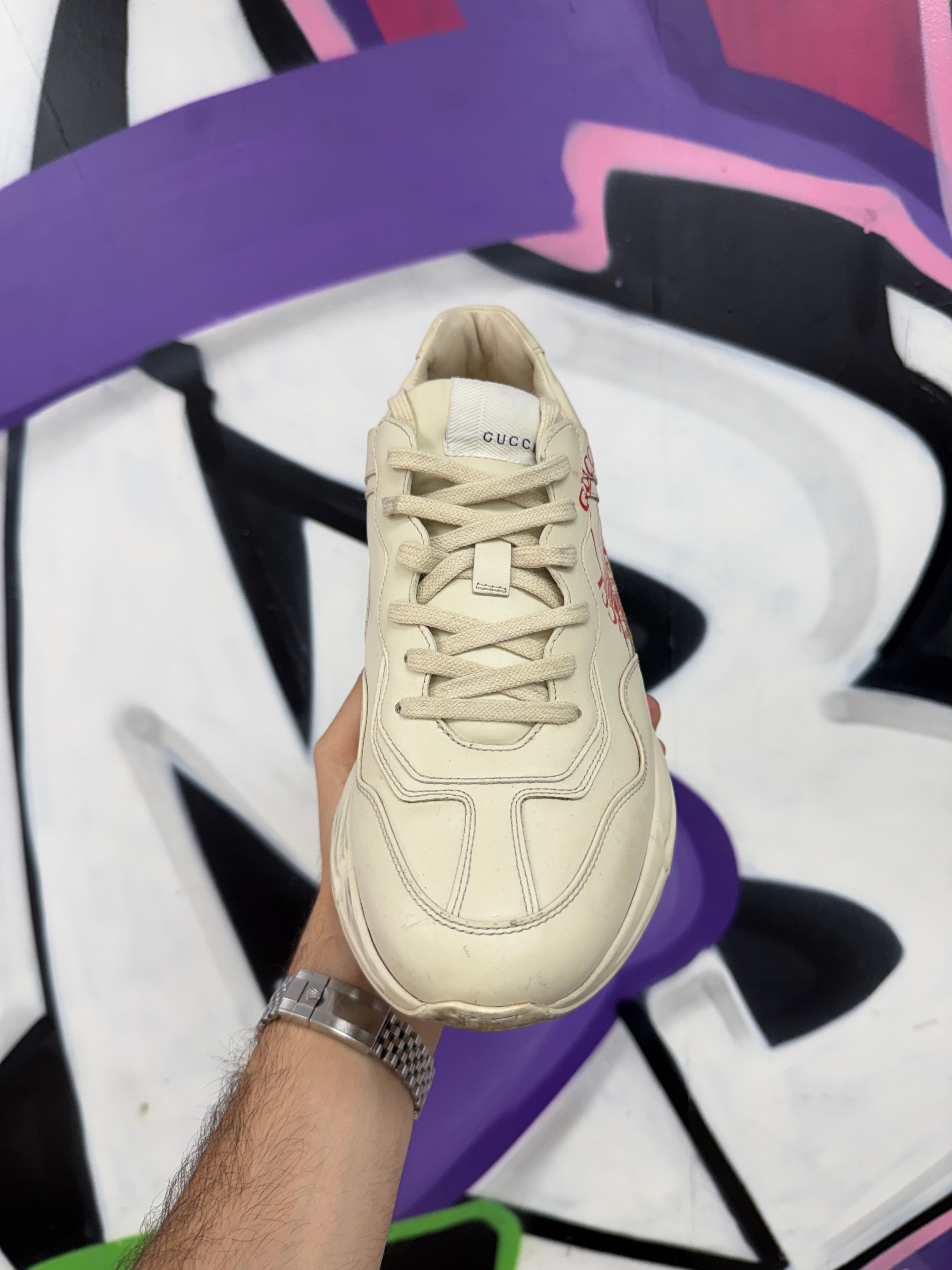 Gucci Cream Red Rhyton Sneakers